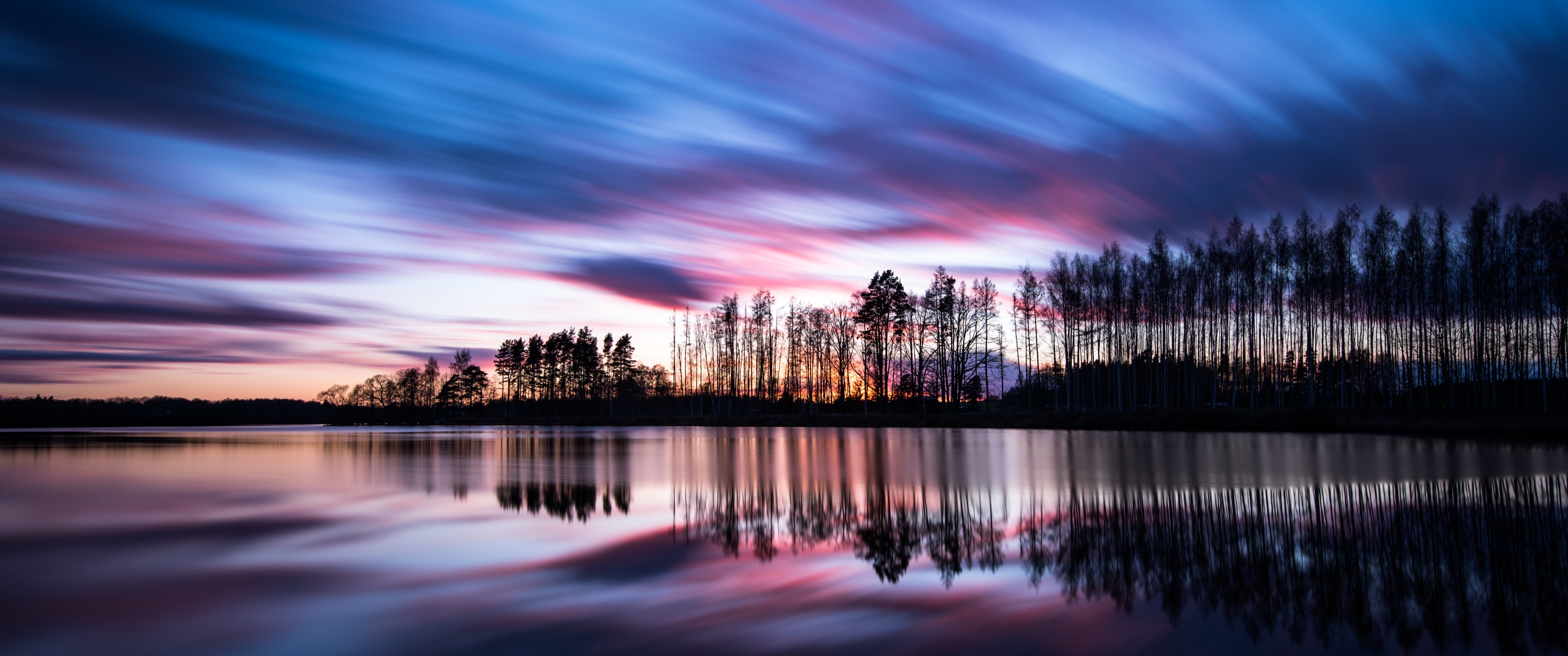 Outdoor Wallpaper 4K, Sunset, Sweden, Reflection, Trees