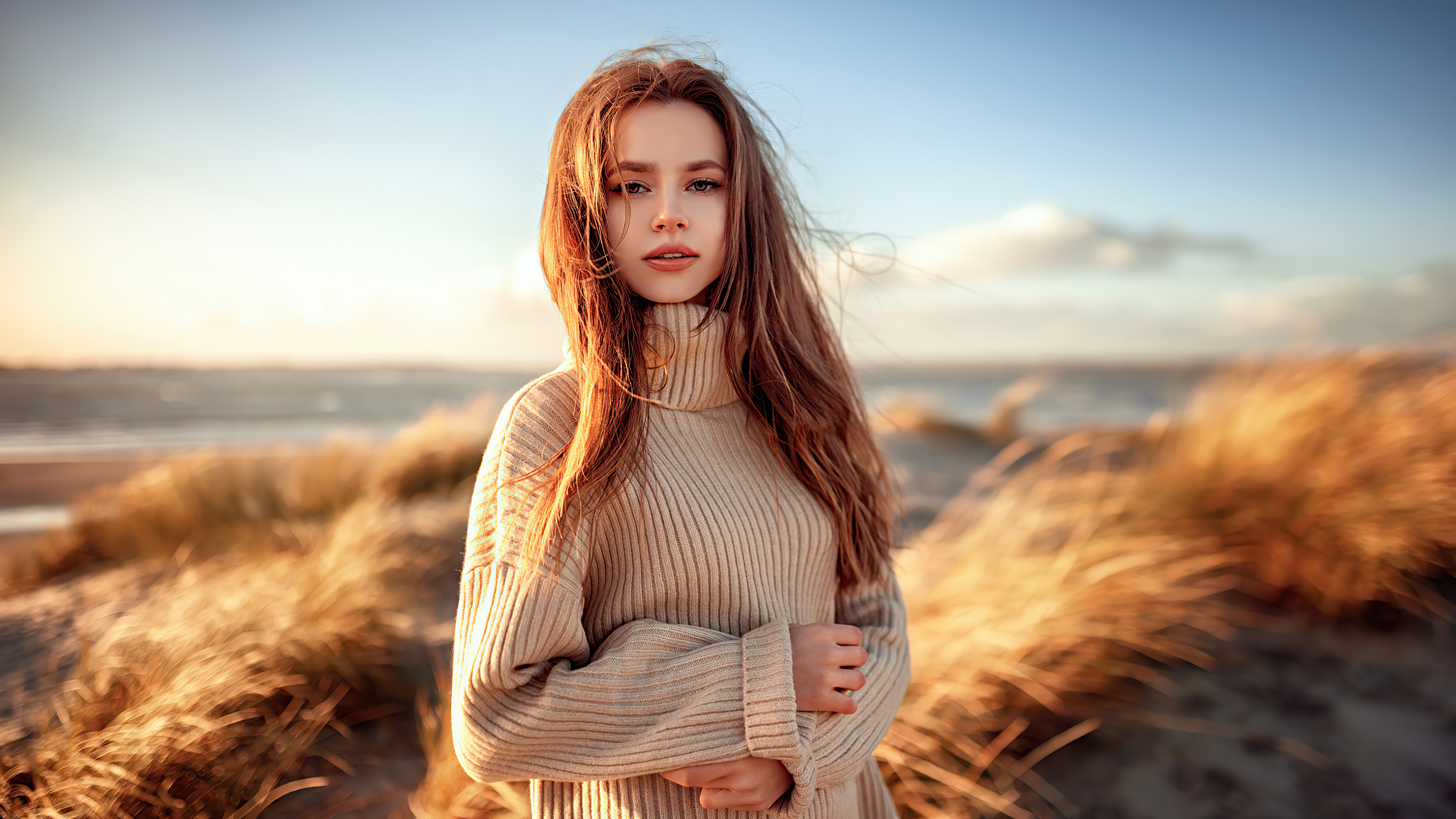 Wallpaper 4k Girl Field Outdoor 4k Wallpaper