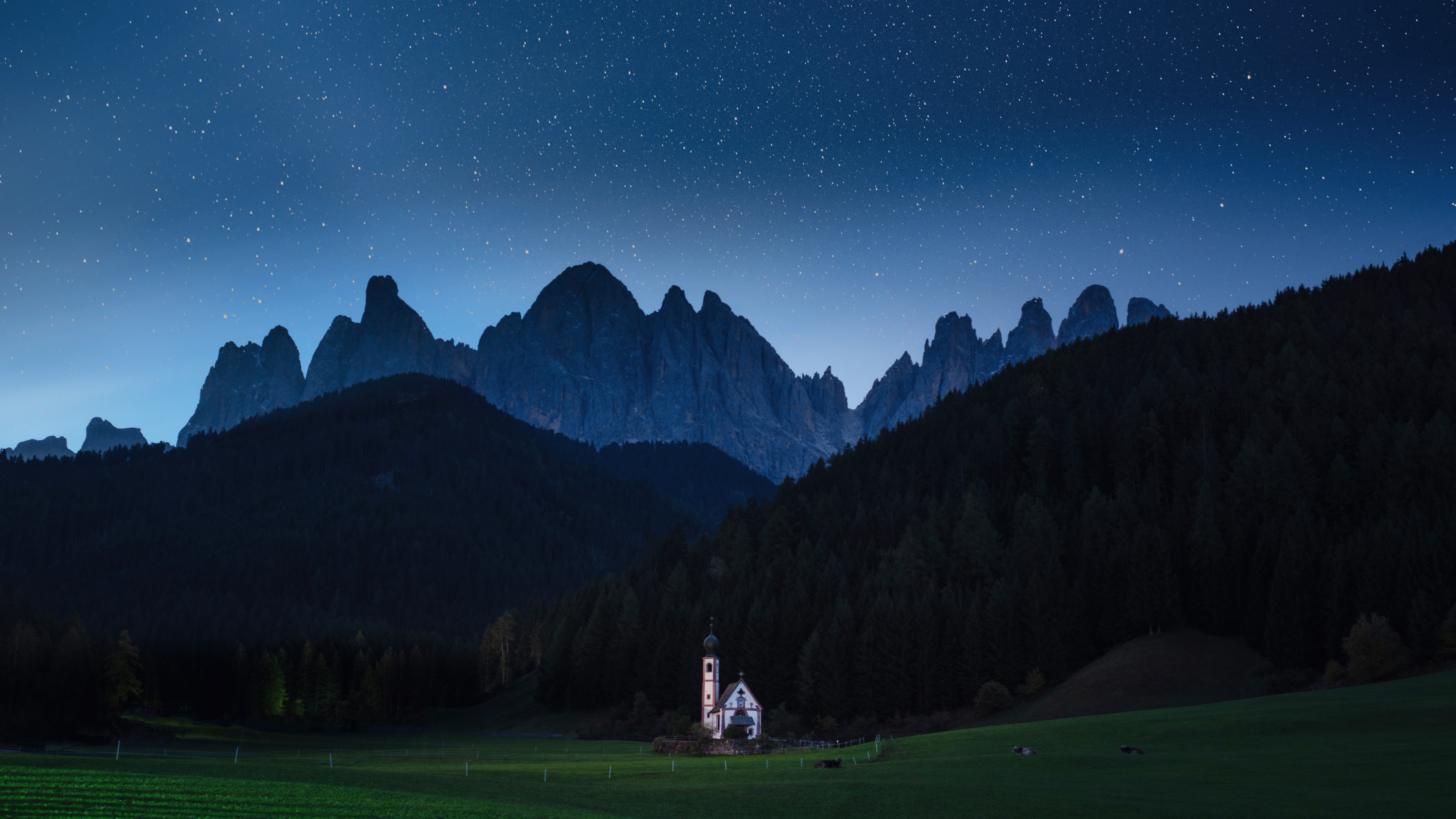 Countryside Wallpaper 4K, House, Forest, Mountains, House