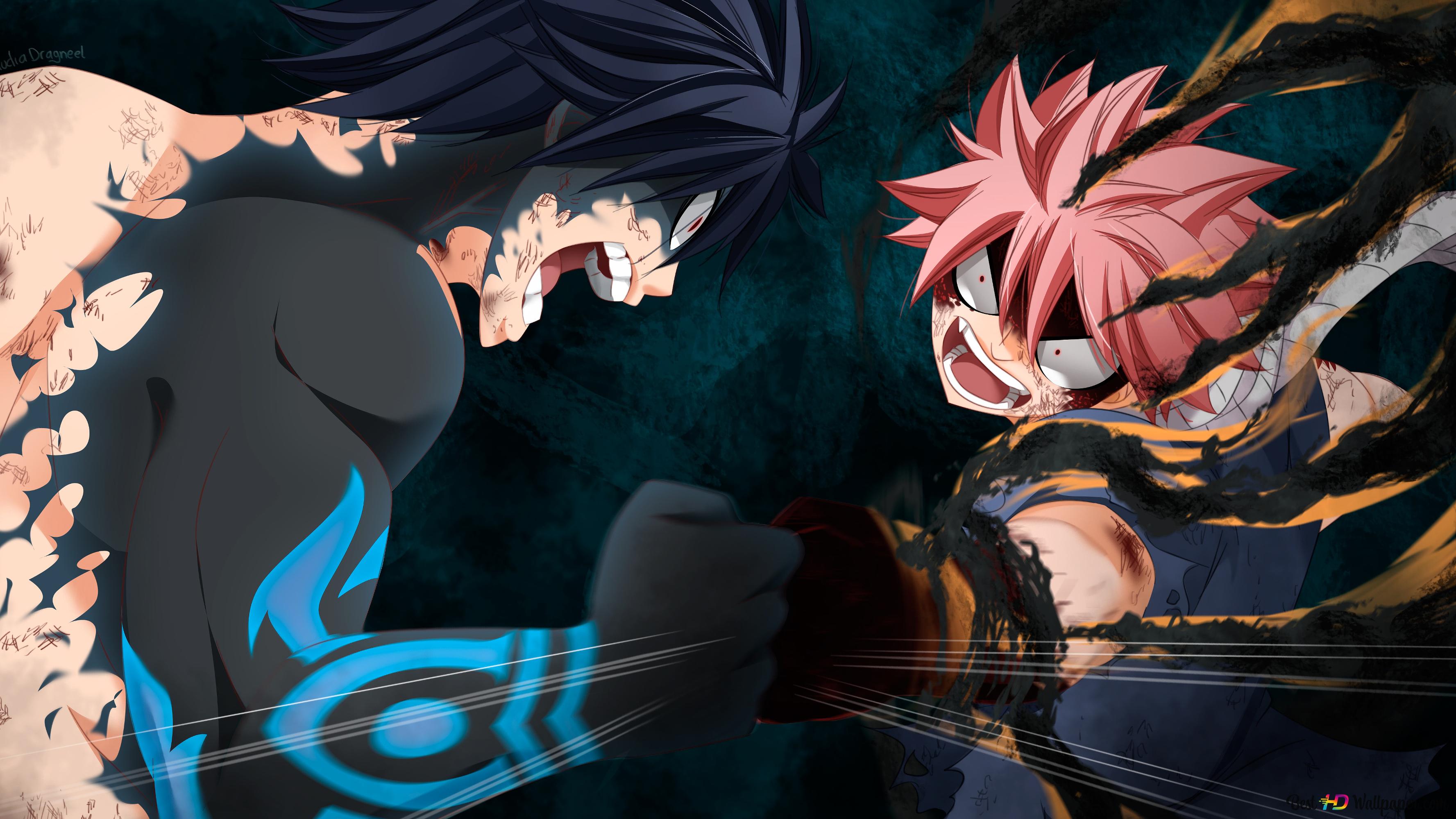 Fairy Tail Fullbuster Vs Natsu Dragneel 4K wallpaper download