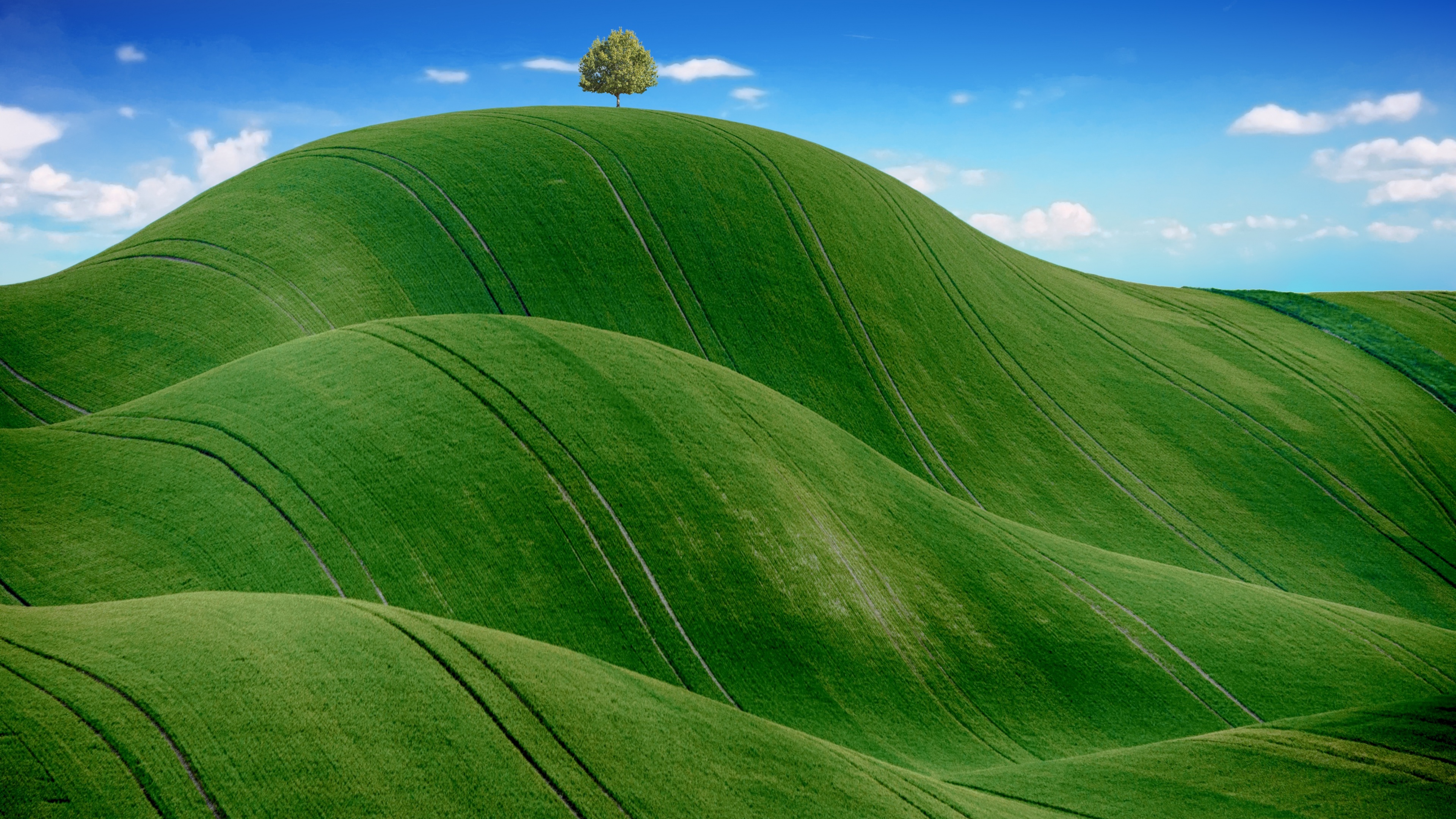 Green Meadow Wallpaper 4K, Countryside, Agriculture, Hills