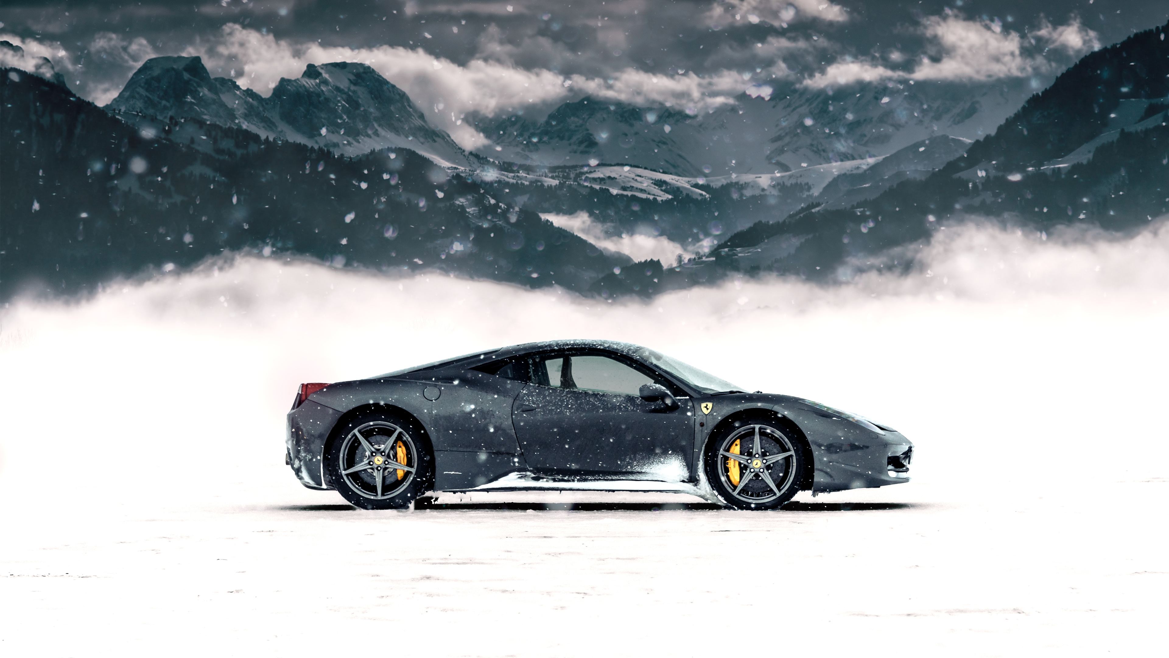 Wallpaper 4k Ferrari In Snow 4k Wallpaper