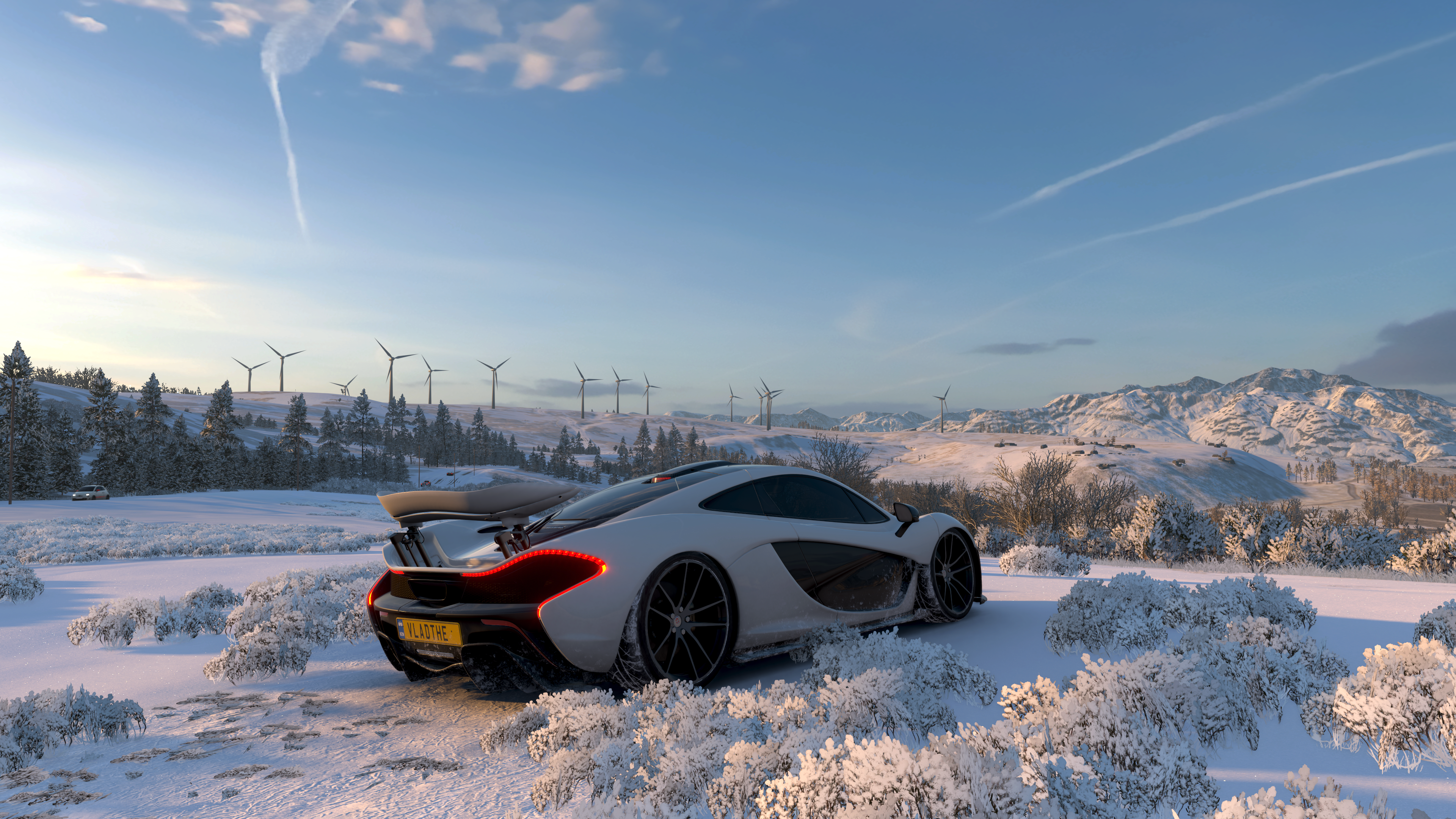4K, snow, vehicle, McLaren, video games, Forza, screen shot, Forza Horizon 4, car Gallery HD Wallpaper
