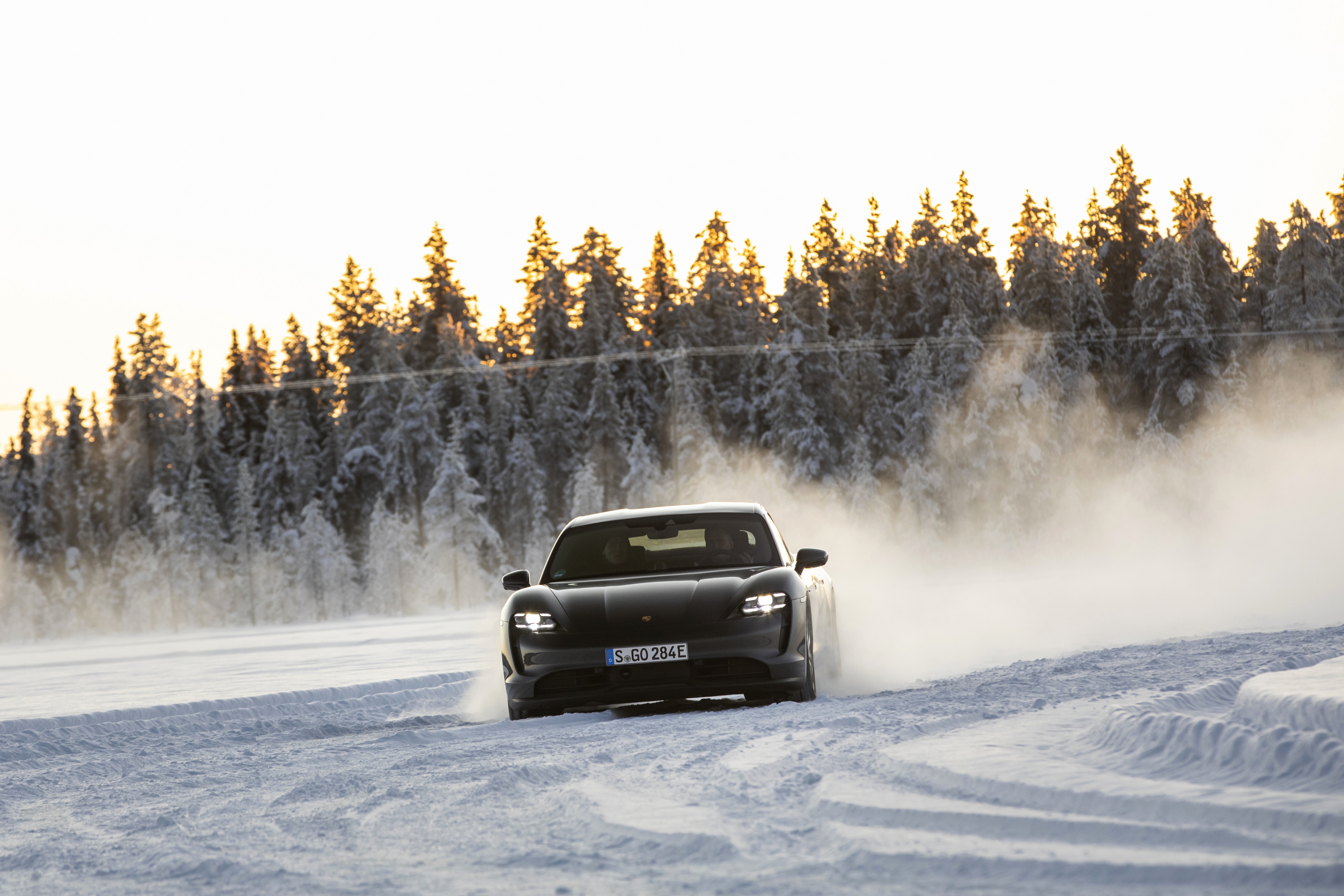 Mobile wallpaper: Winter, Porsche, Snow, Car, Vehicles, Black Car, Porsche Taycan 4S, 475735 download the picture for free