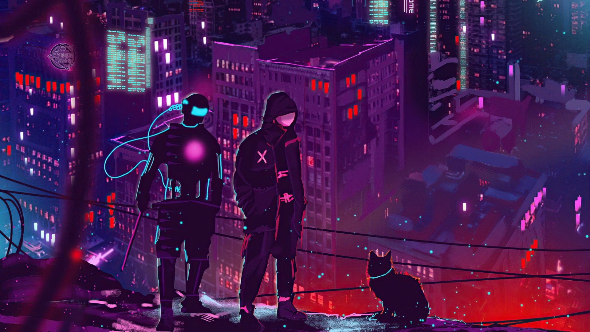 Cat Cyberpunk Futuristic HD WALL