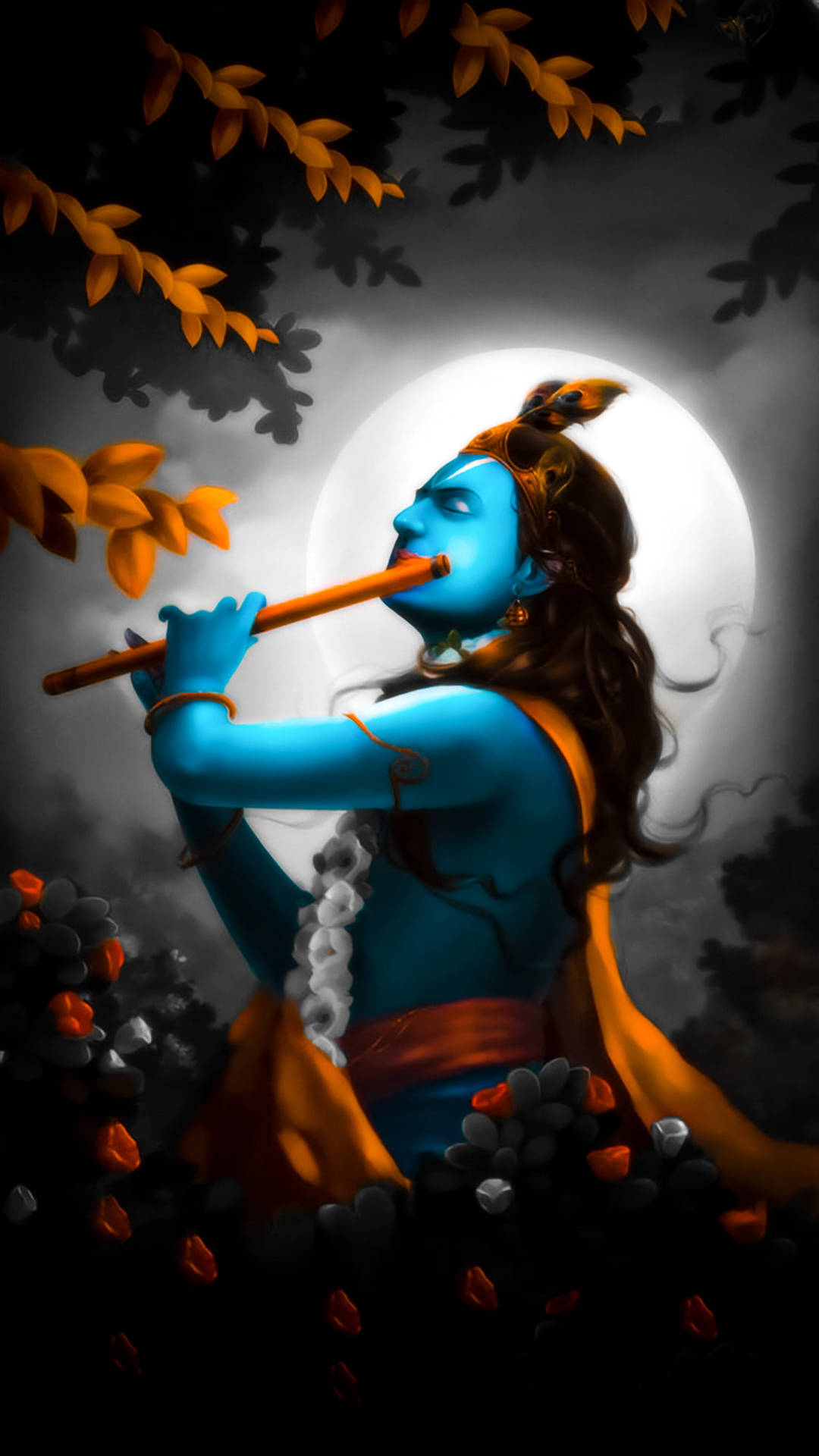 Download Krishna HD Black Sky Wallpaper