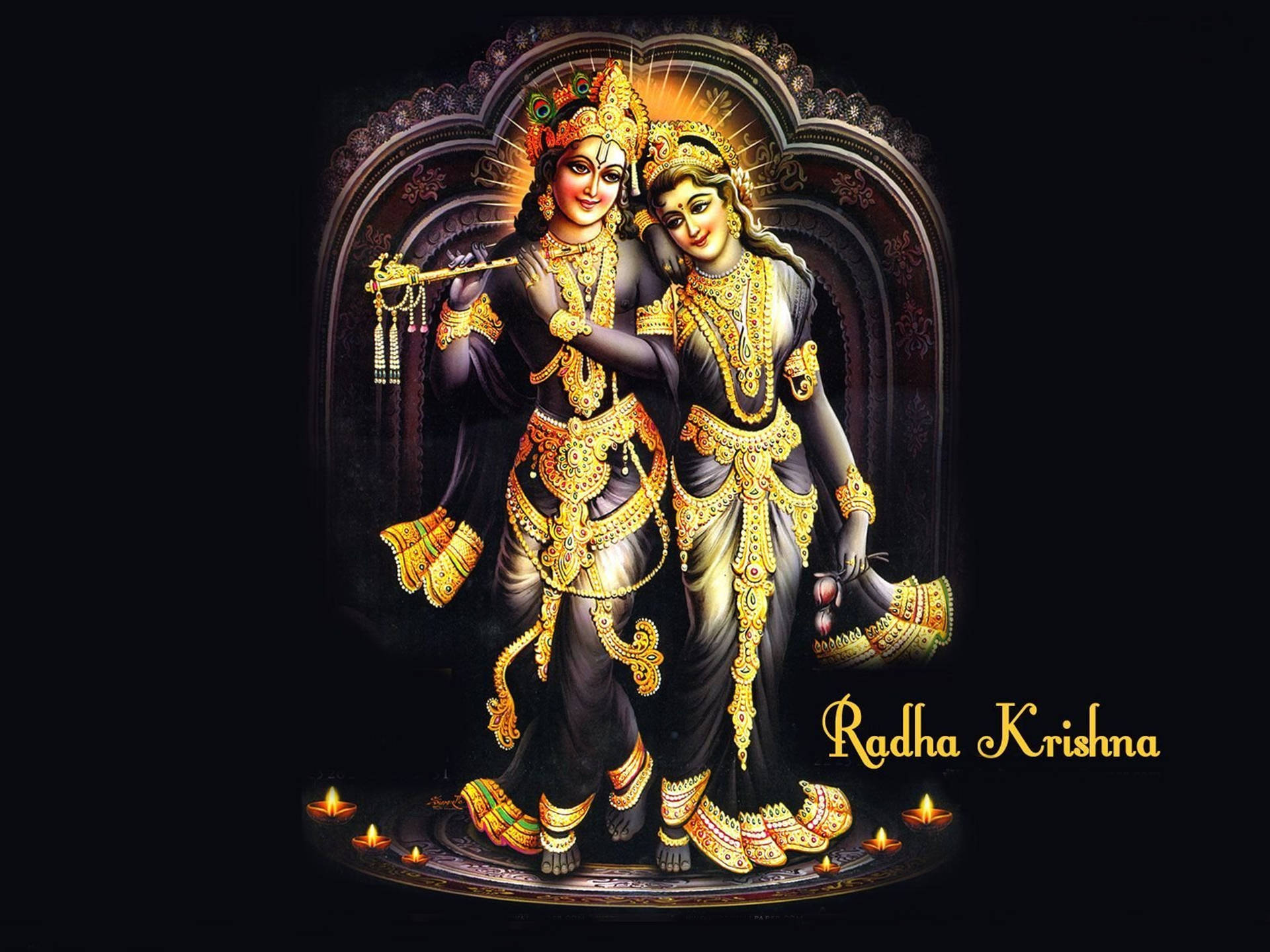 Download Lady Radha And Lord Krishna 4k Dark Digital Artwork Wallpaper