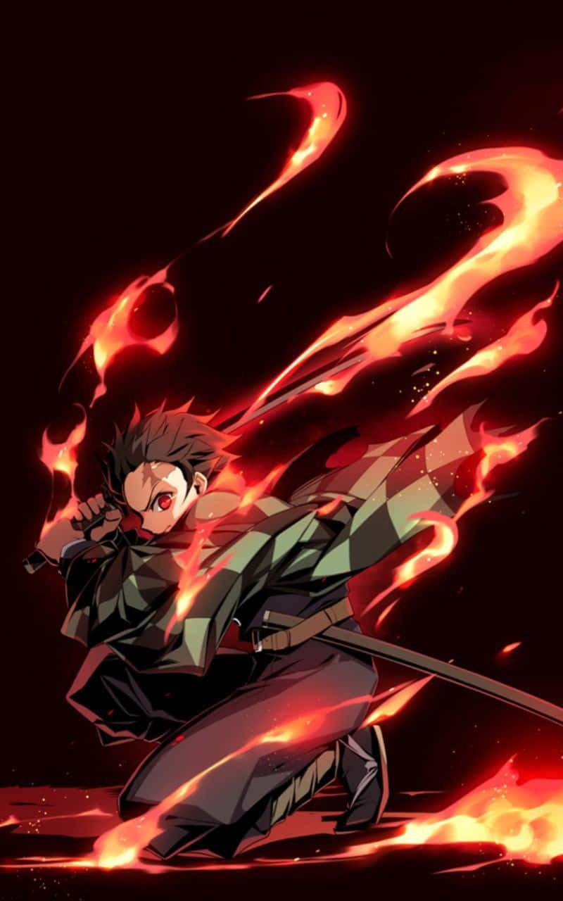 Playing Demon Slayer On iPad. Wallpaper