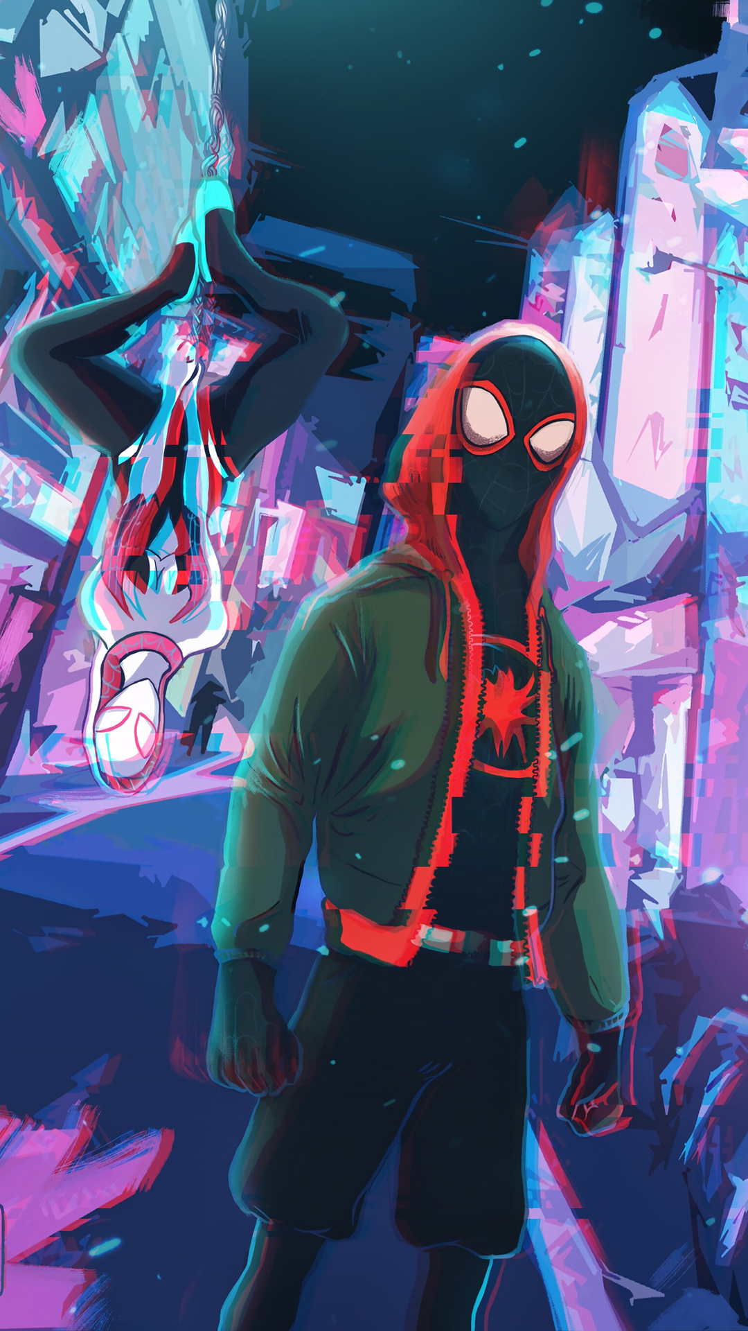 1080x1920 spiderman into the spider verse, spiderman, superheroes, artist, artwork, digital art, hd, artstation for iPhone 6, 7, 8 wallpaper