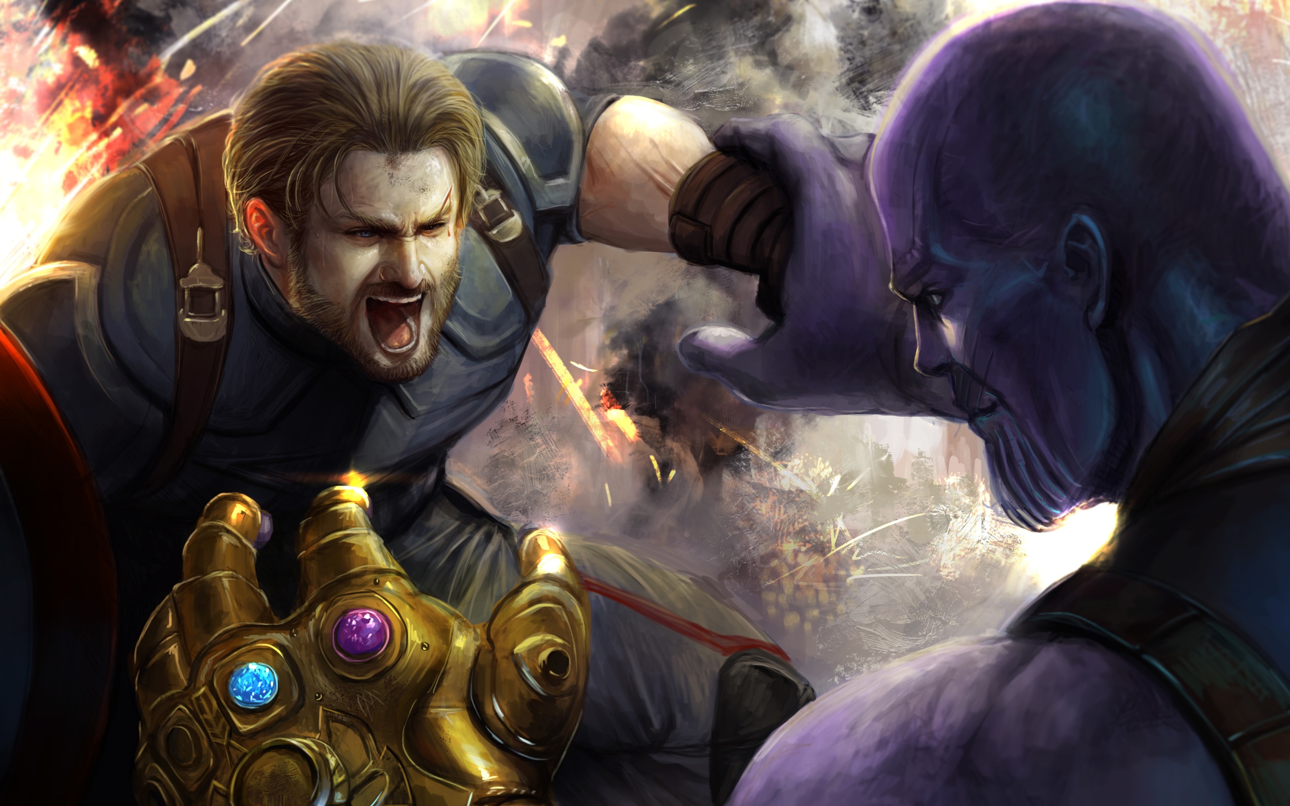 Wallpaper 4k Captain VS Thanos Art 4k Wallpaper