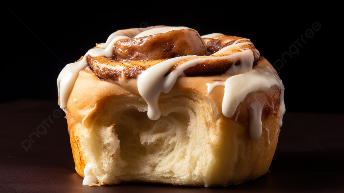 Cinnamon Roll Sitting On A Black Background, Cinnabon Picture Background Image And Wallpaper for Free Download