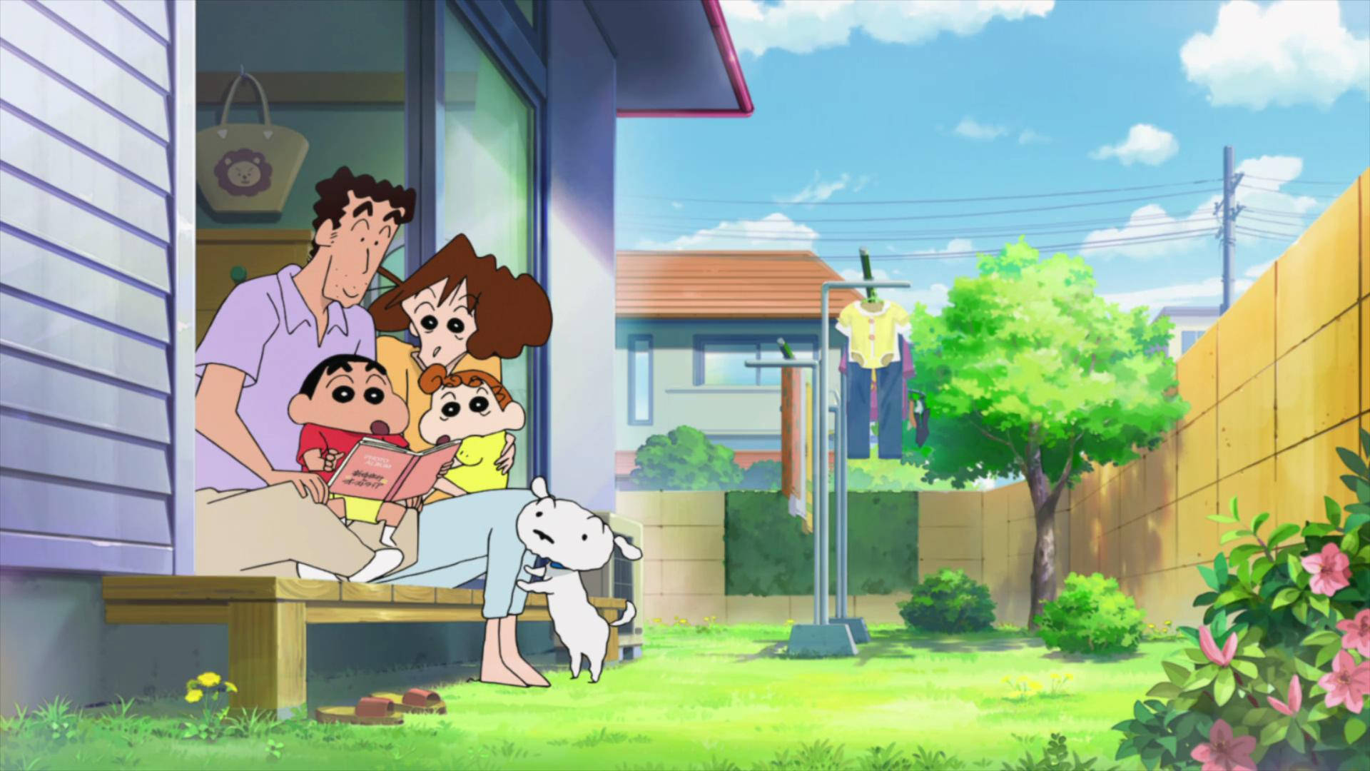 Download Shin Chan At Backyard Wallpaper