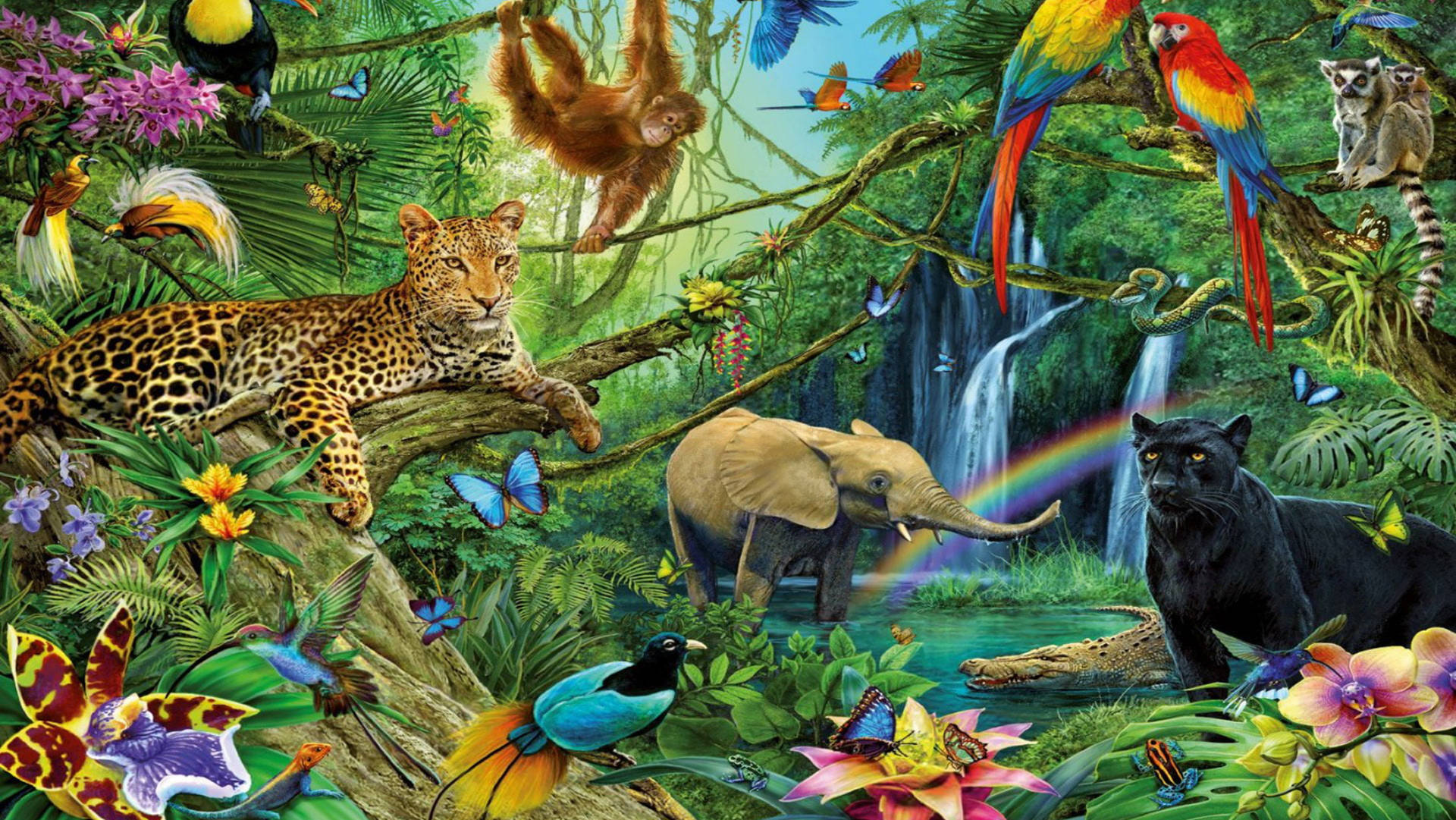 Download Colorful Jungle Graphic Art Wallpaper