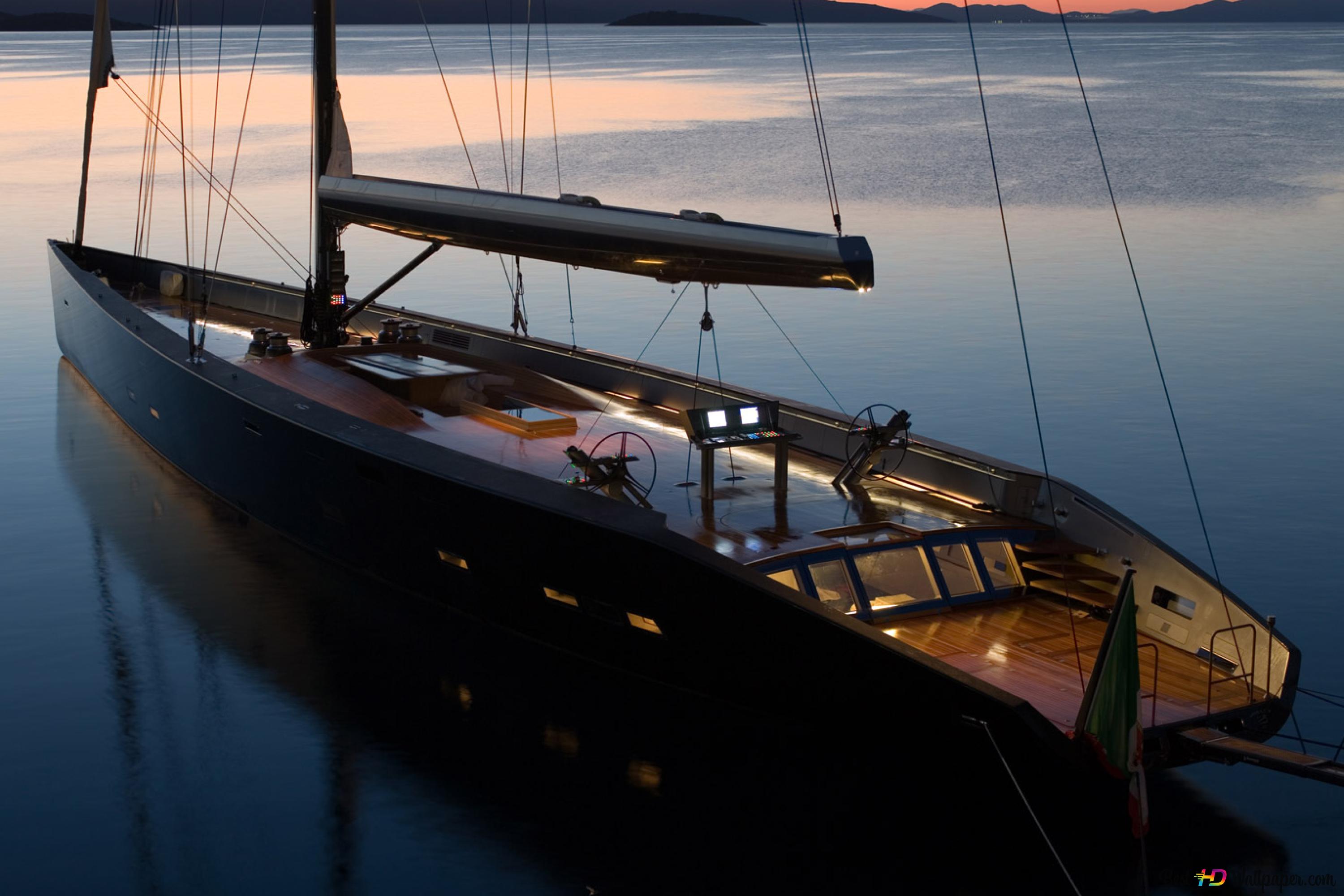 Superlux black sailing yacht 2K wallpaper download