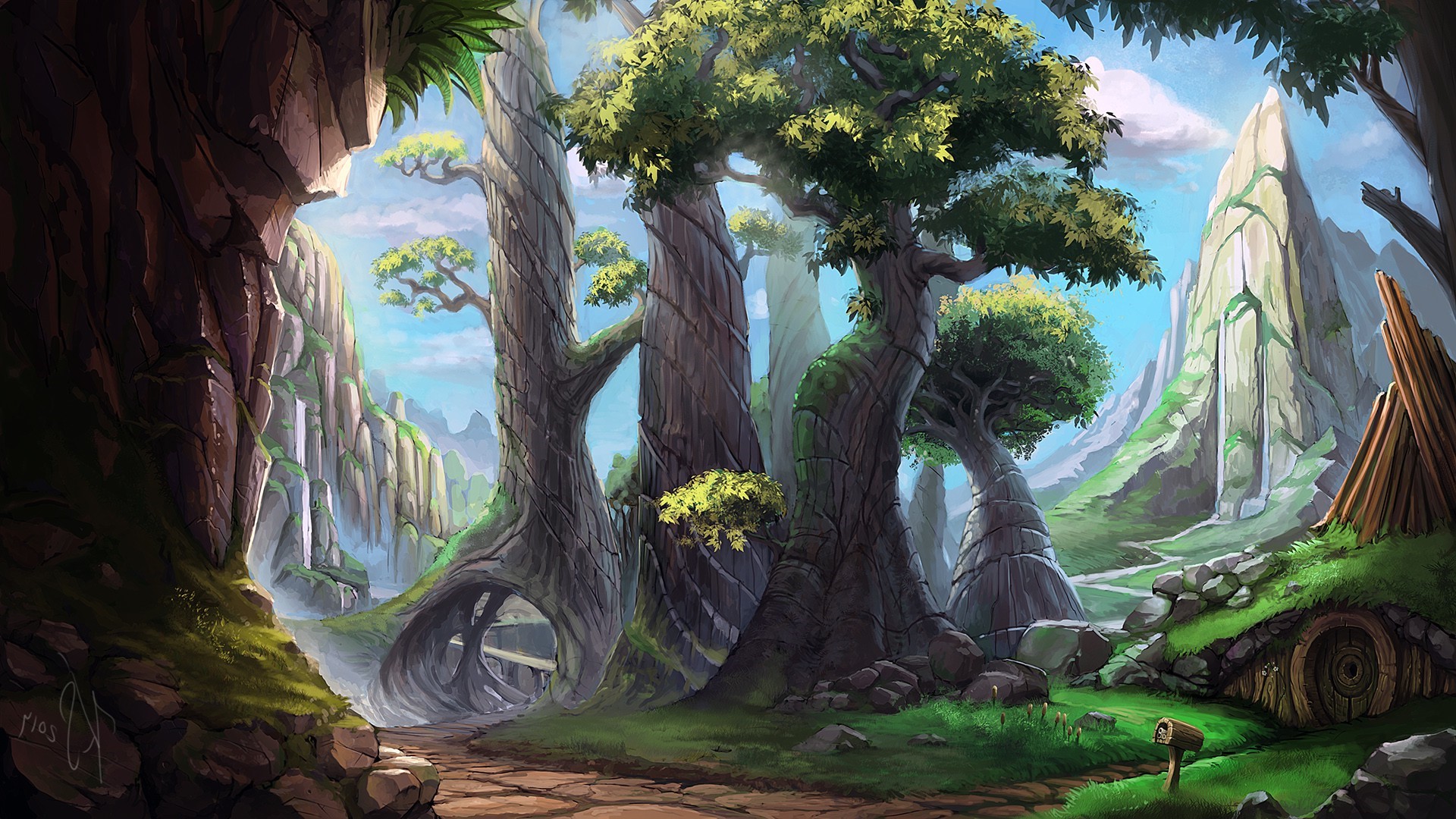 1920x1080 digital art drawing painting landscape nature forest trees wallpaper JPG 622 kB Gallery HD Wallpaper