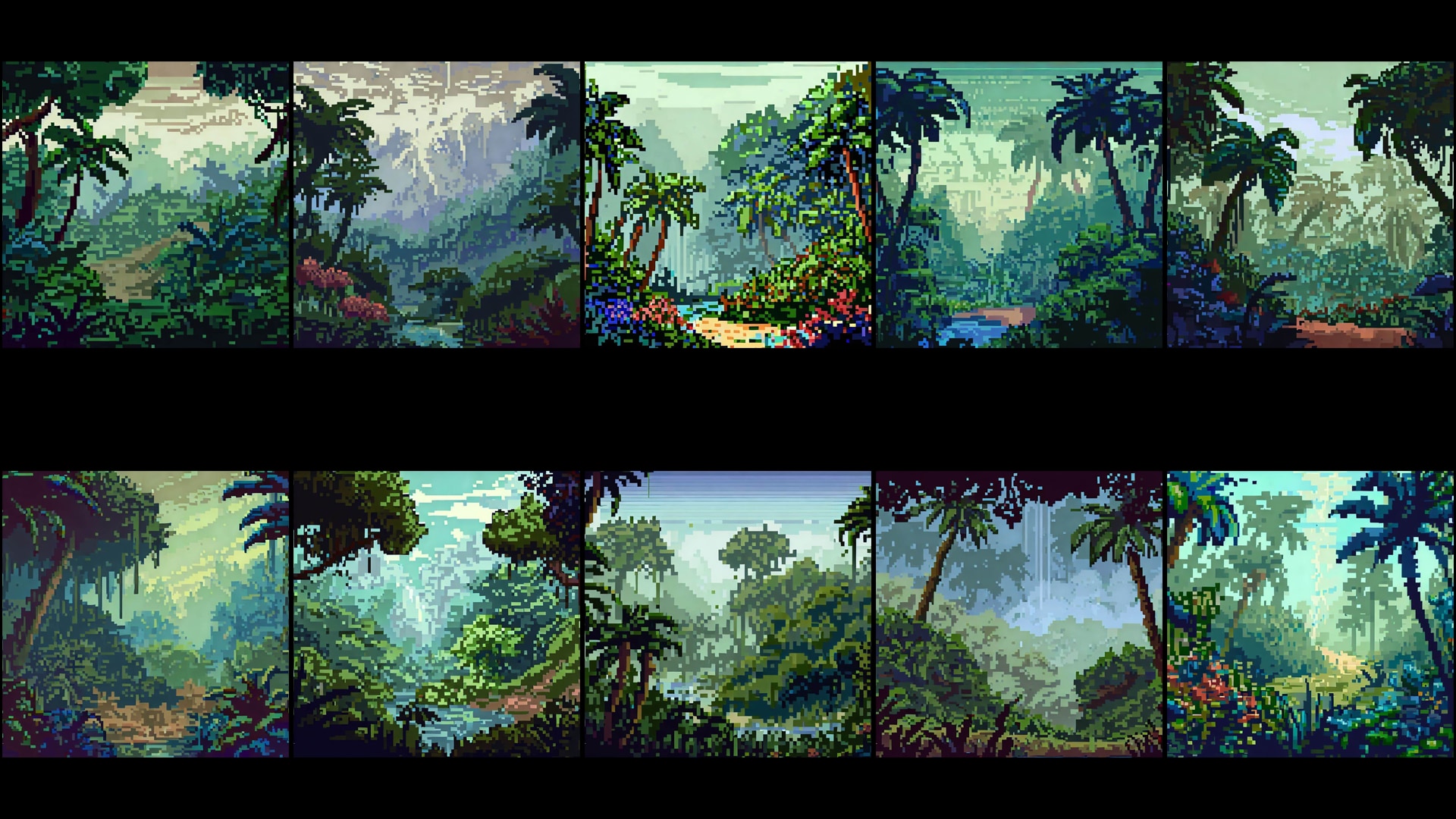 Pixel Art Background: Tropical Jungle 1 in 2D Assets
