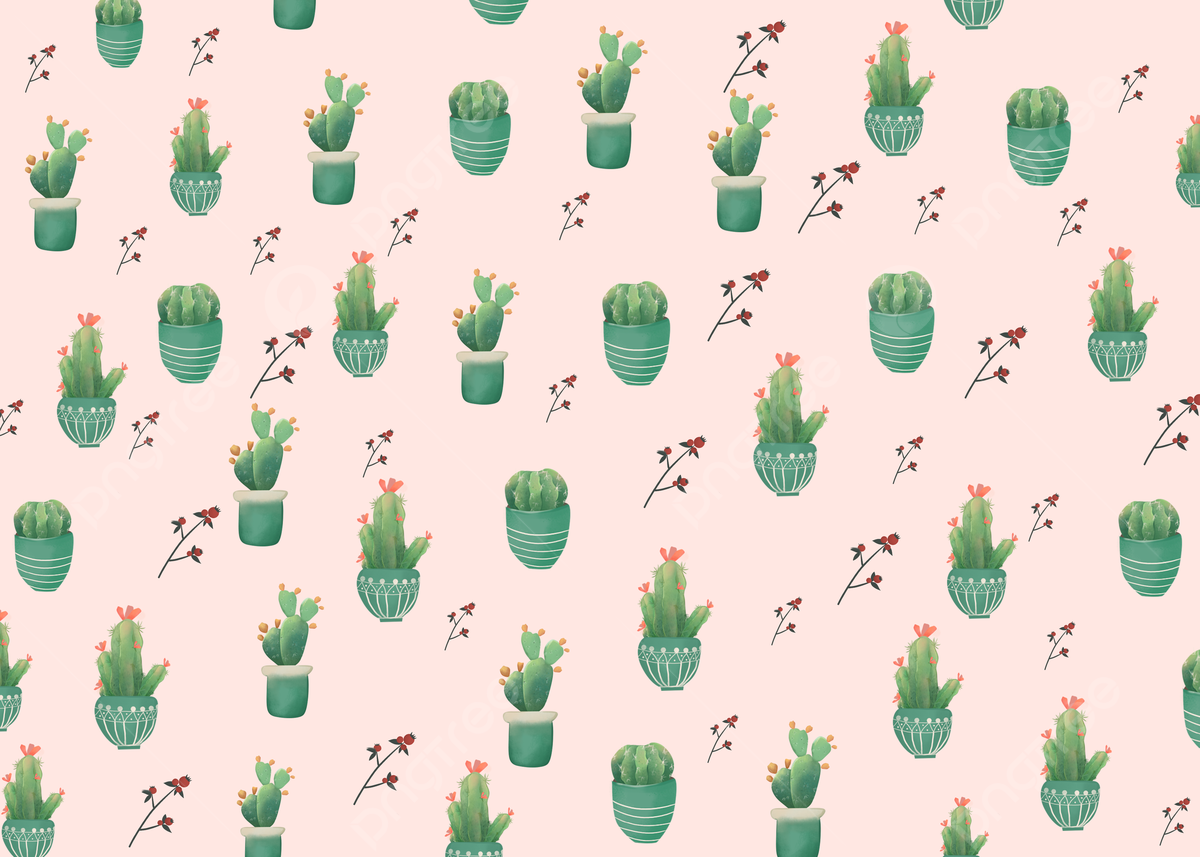 Cute Cartoon Cactus Seamless Background, Flowers, Plant, Green Background Image And Wallpaper for Free Download