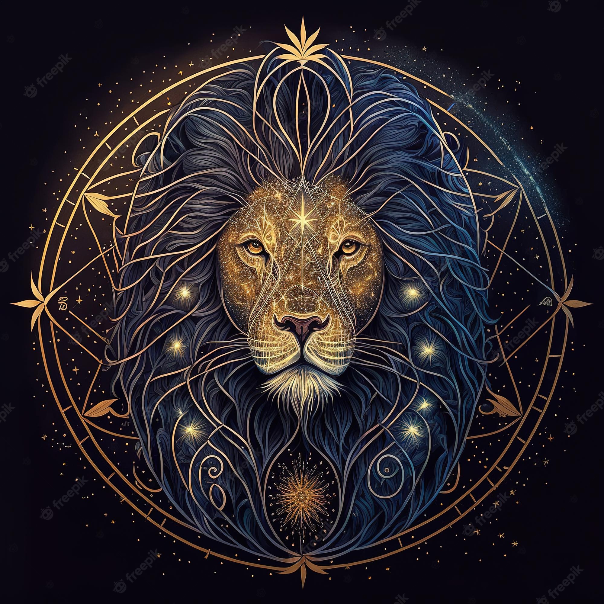 Premium Photo. Leo zodiac sign wallpaper square dark