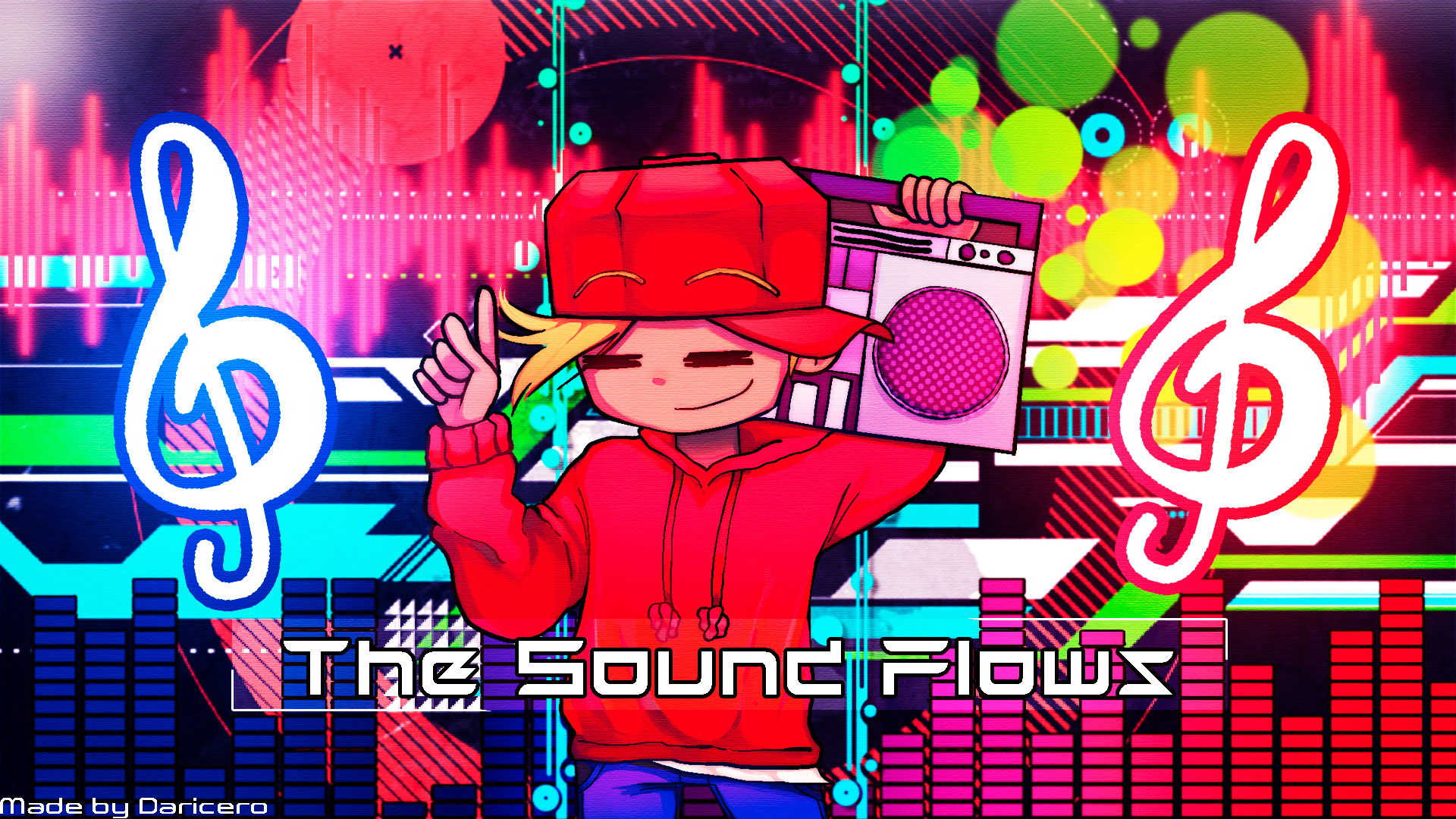 Rhythm Doctor Shapes Red Clothing Blonde Digital Art Music Symbol Wallpaper:1920x1080