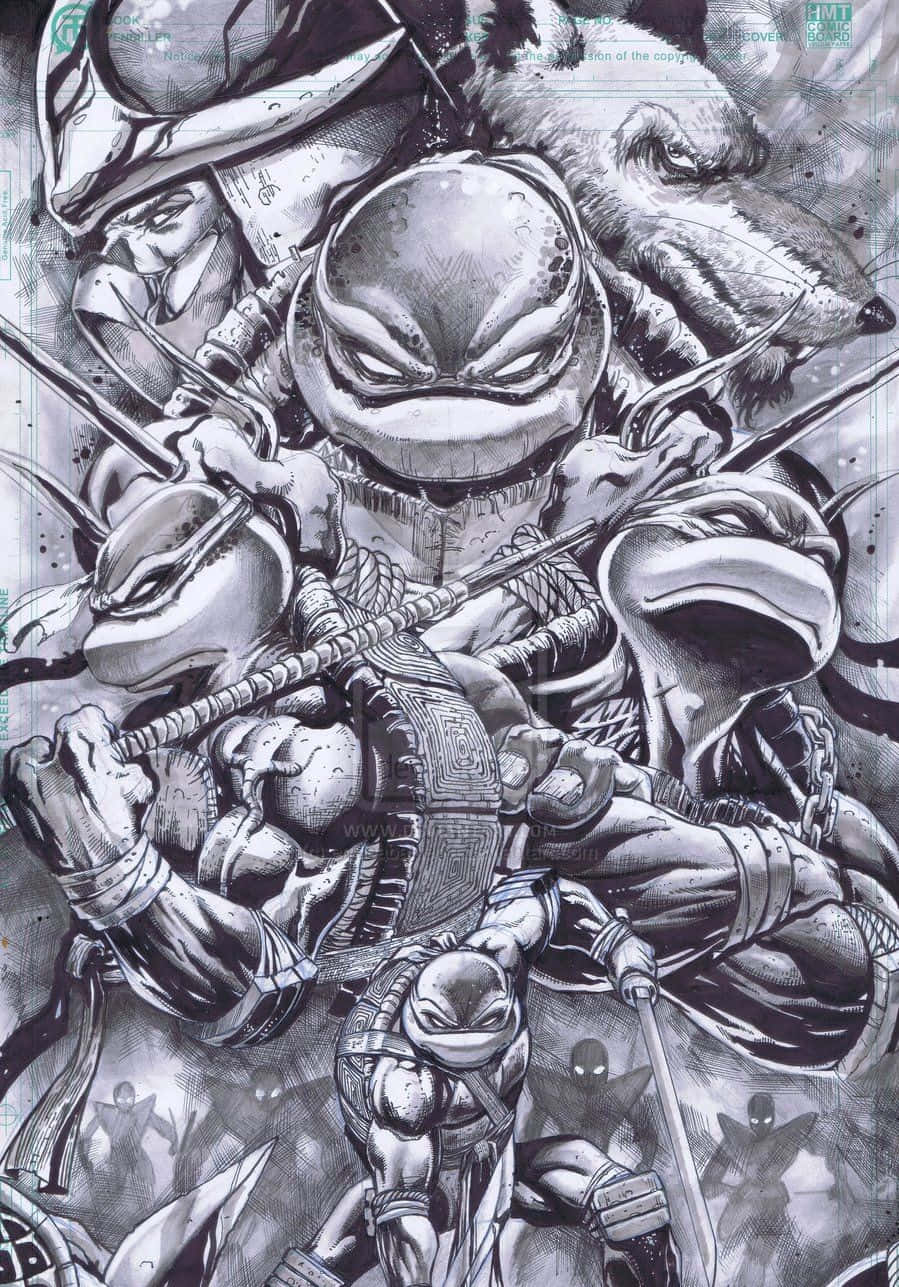 Download Black And White Teenage Mutant Ninja Turtles Comic Book Wallpaper