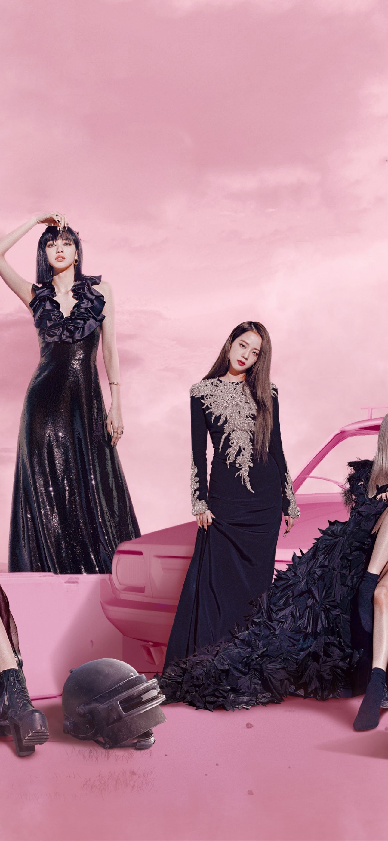 Blackpink Wallpaper 4K, PUBG MOBILE, Pink background