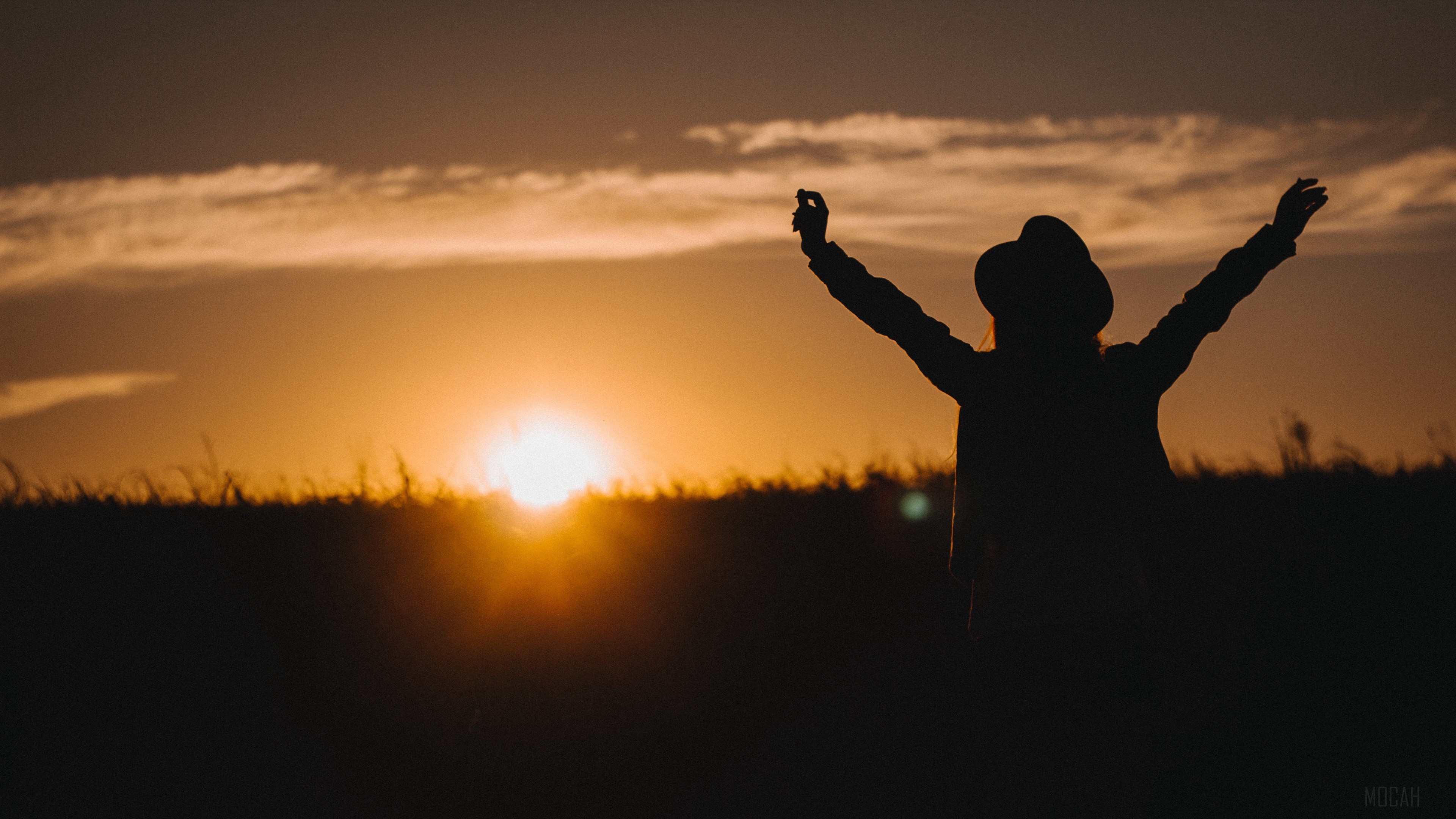 silhouette, night, sunset, freedom 4k Gallery HD Wallpaper