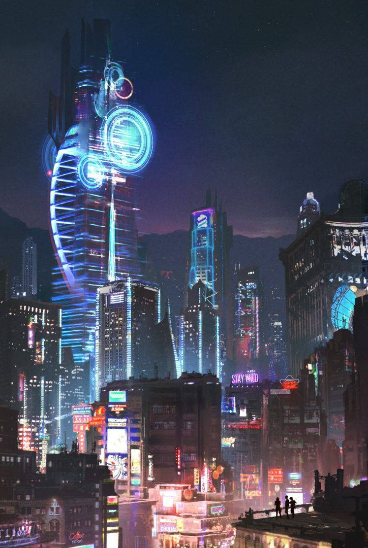 Download Cyber City At Night Wallpaper