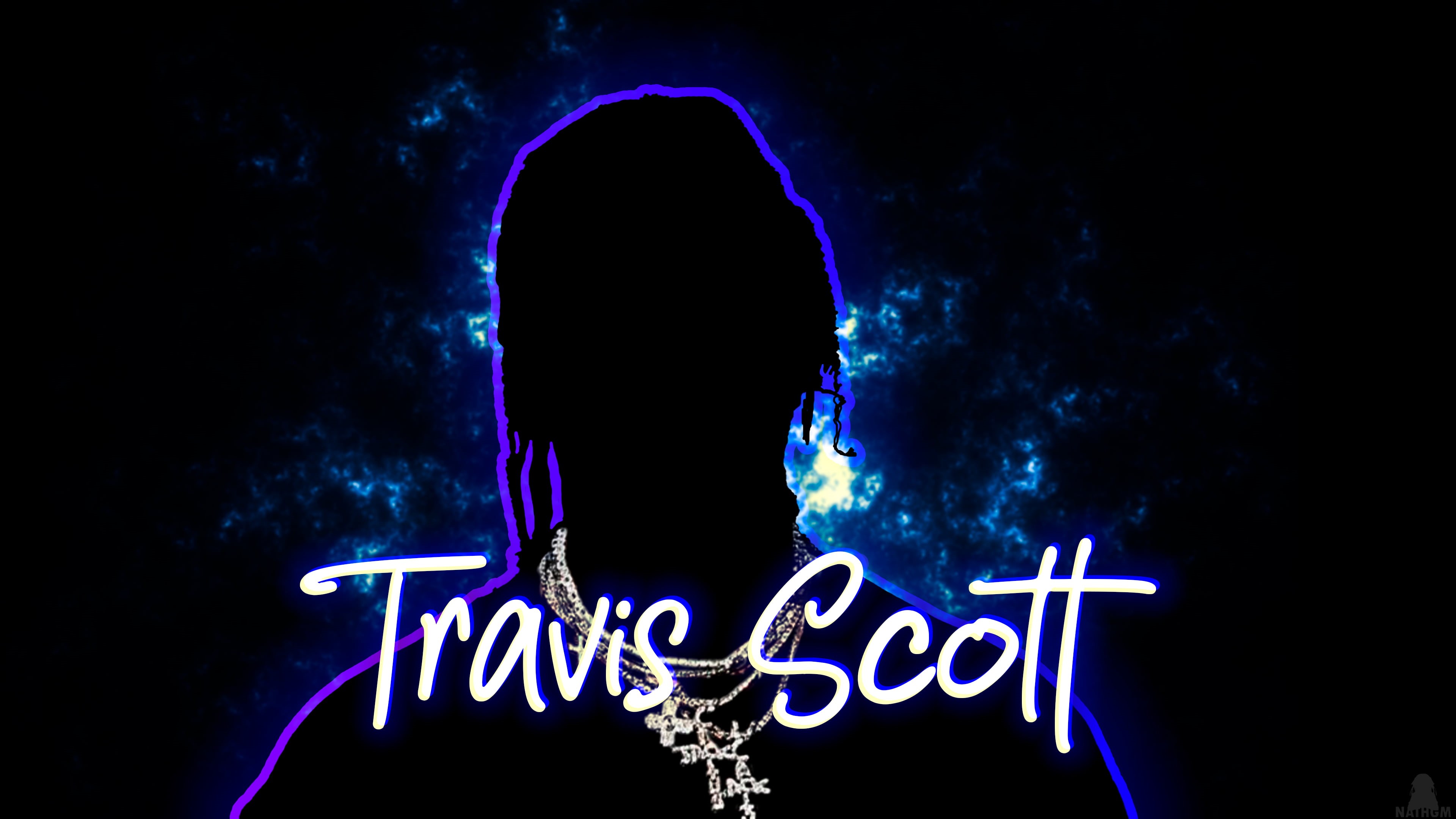 Wallpaper / RGB, 4K, blue, Travis Scott, signatures, men, music free download