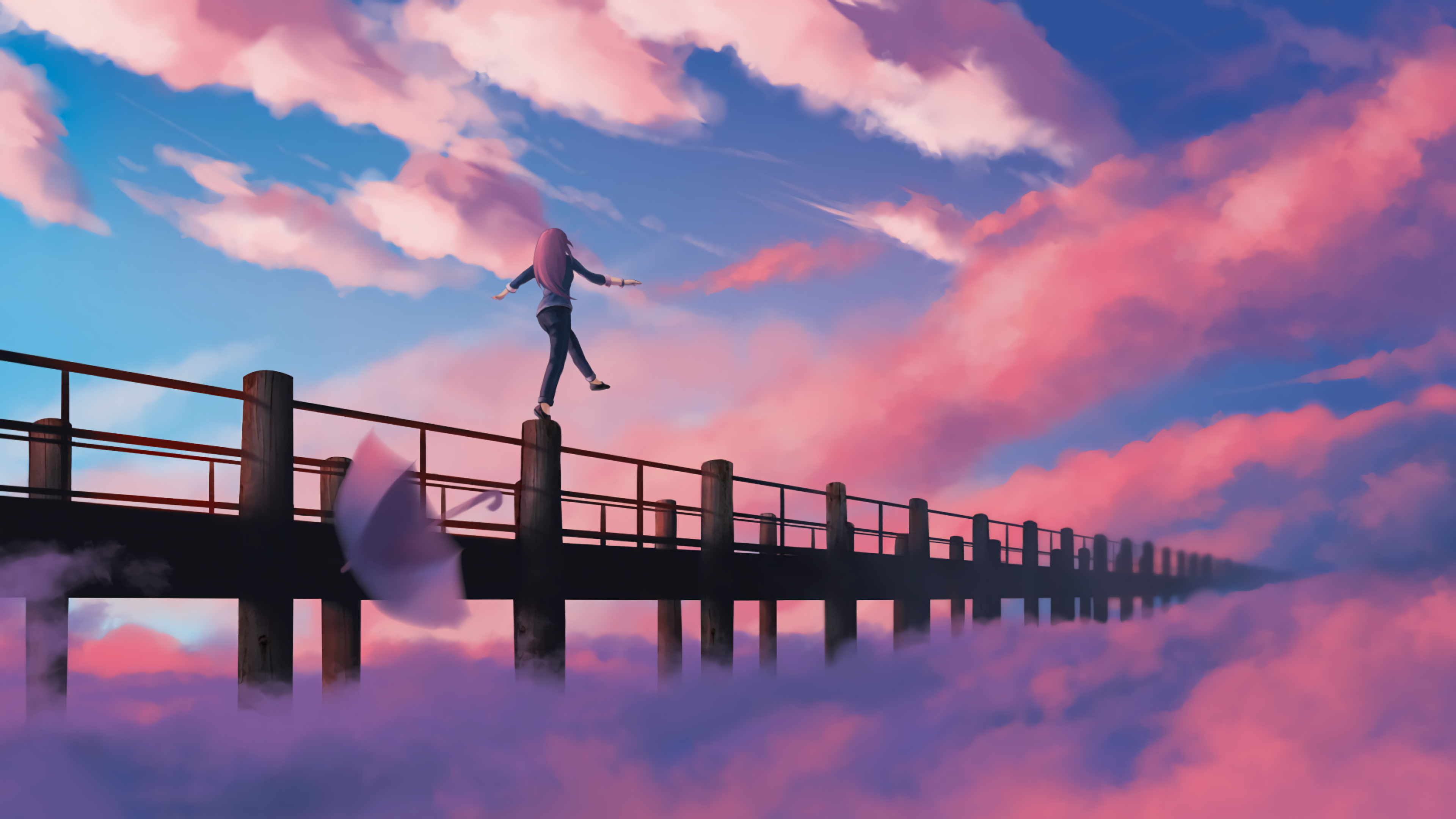 Images Boys Anime Sky Clouds 1366x768