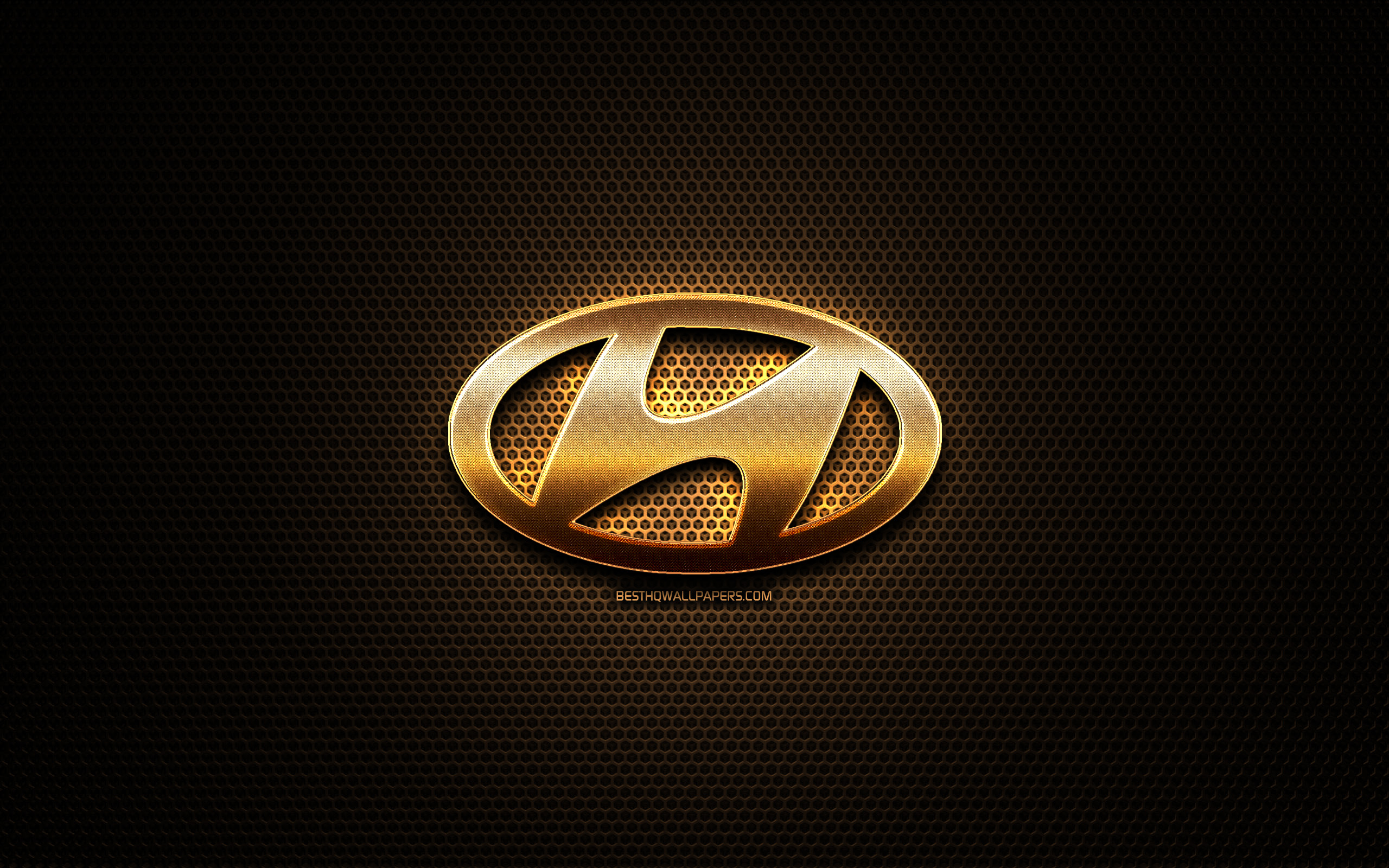 Download wallpaper Hyundai glitter logo, cars brands, creative, metal grid background, Hyundai logo, brands, Hyundai for desktop with resolution 2560x1600. High Quality HD picture wallpaper
