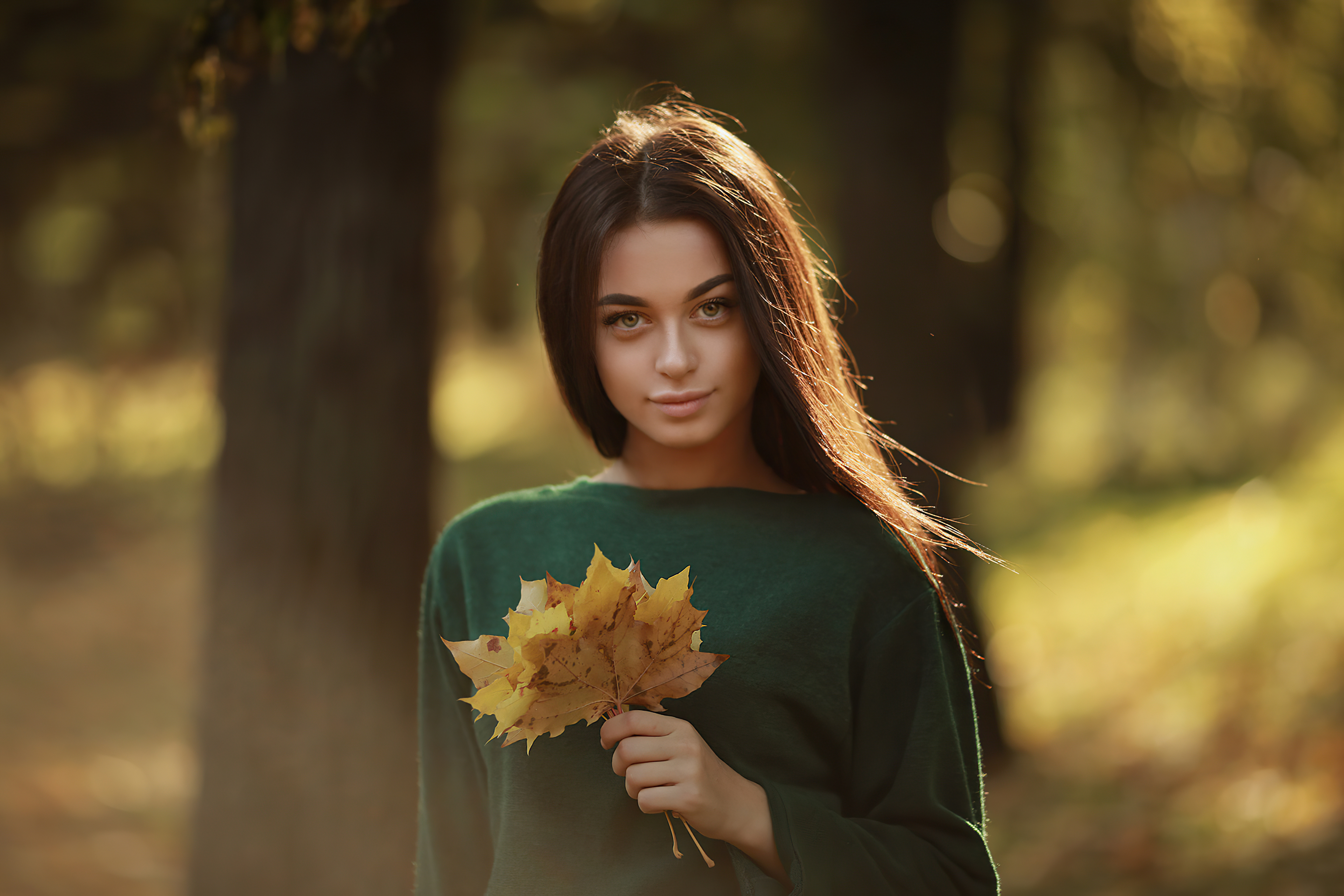 Girl Sweater Autumn Flowers 4k, HD Girls, 4k Wallpaper, Image, Background, Photo and Picture