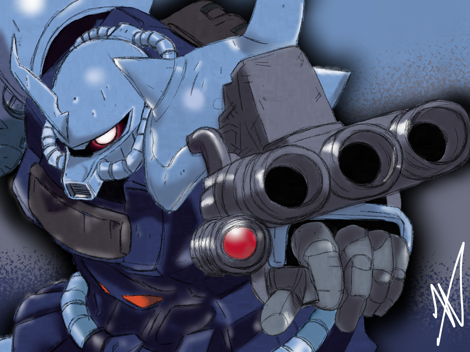 Second drawing, same Mobile Suit! This time a tracing of One of the variants of the HGUC Gouf Custom's