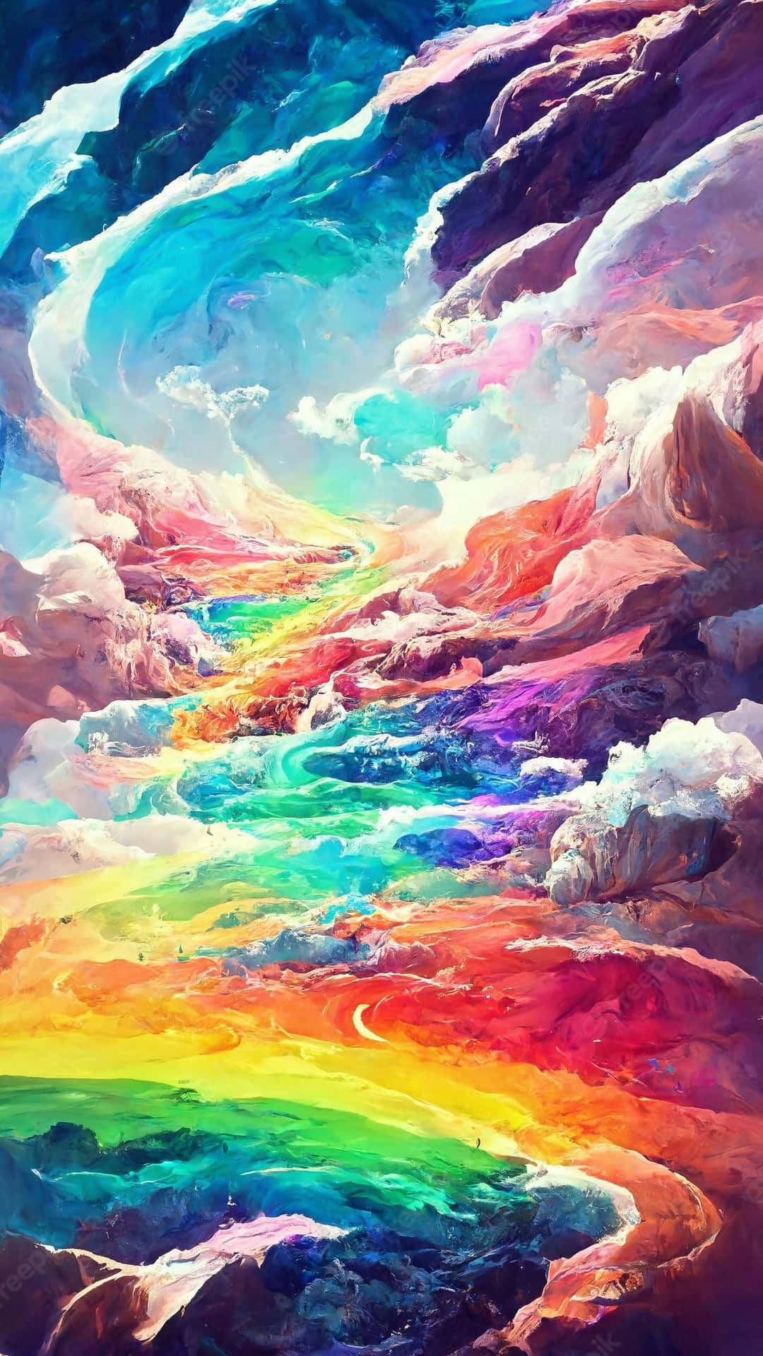 Download Trippy Aesthetic Clouds Rainbow Abstract Scenery Wallpaper