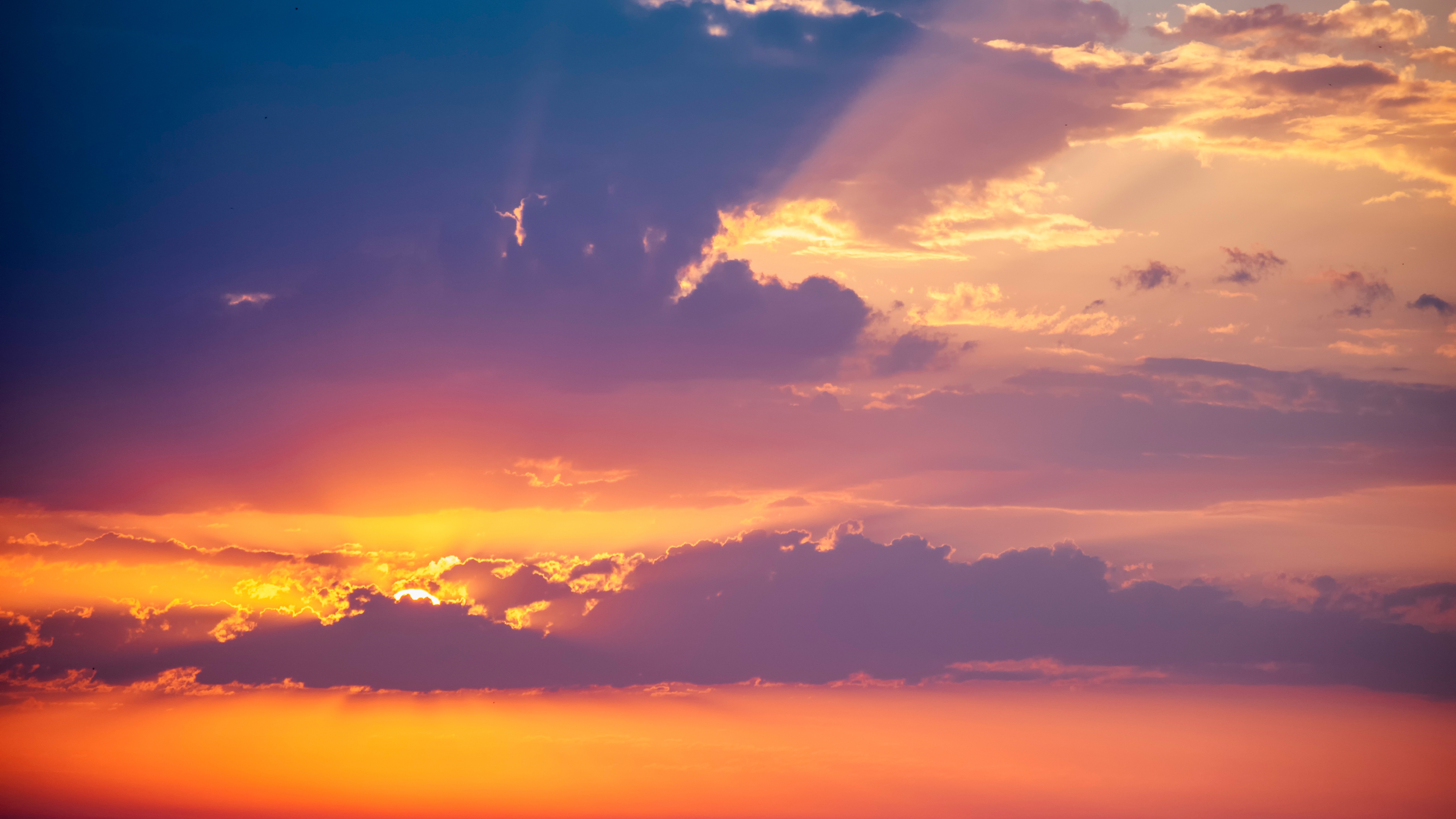 Sunset Wallpaper 4K, Evening sky, Clouds