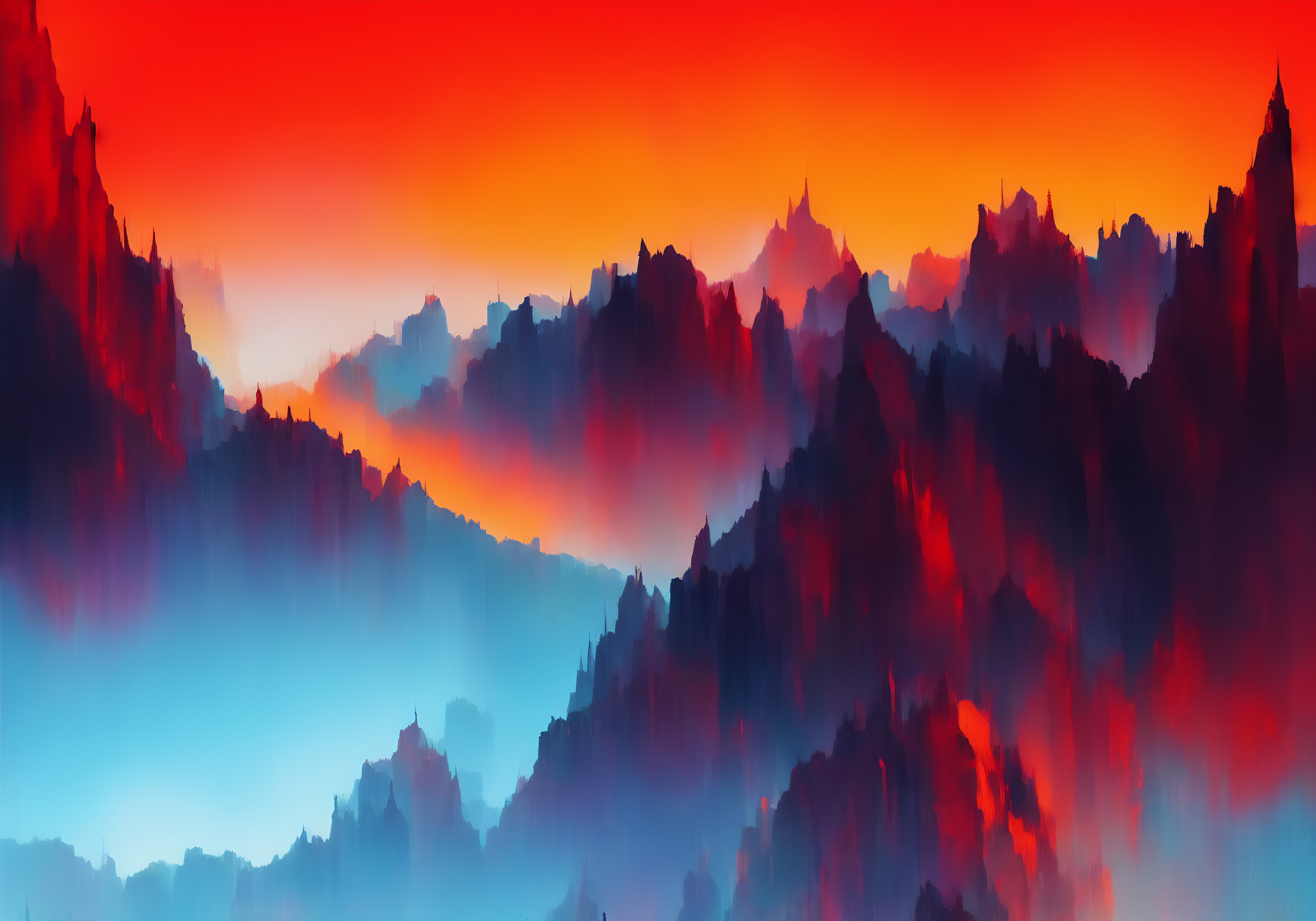 Abstract Landscape Ai Art Colorful Vibrant Wallpaper:5120x3584