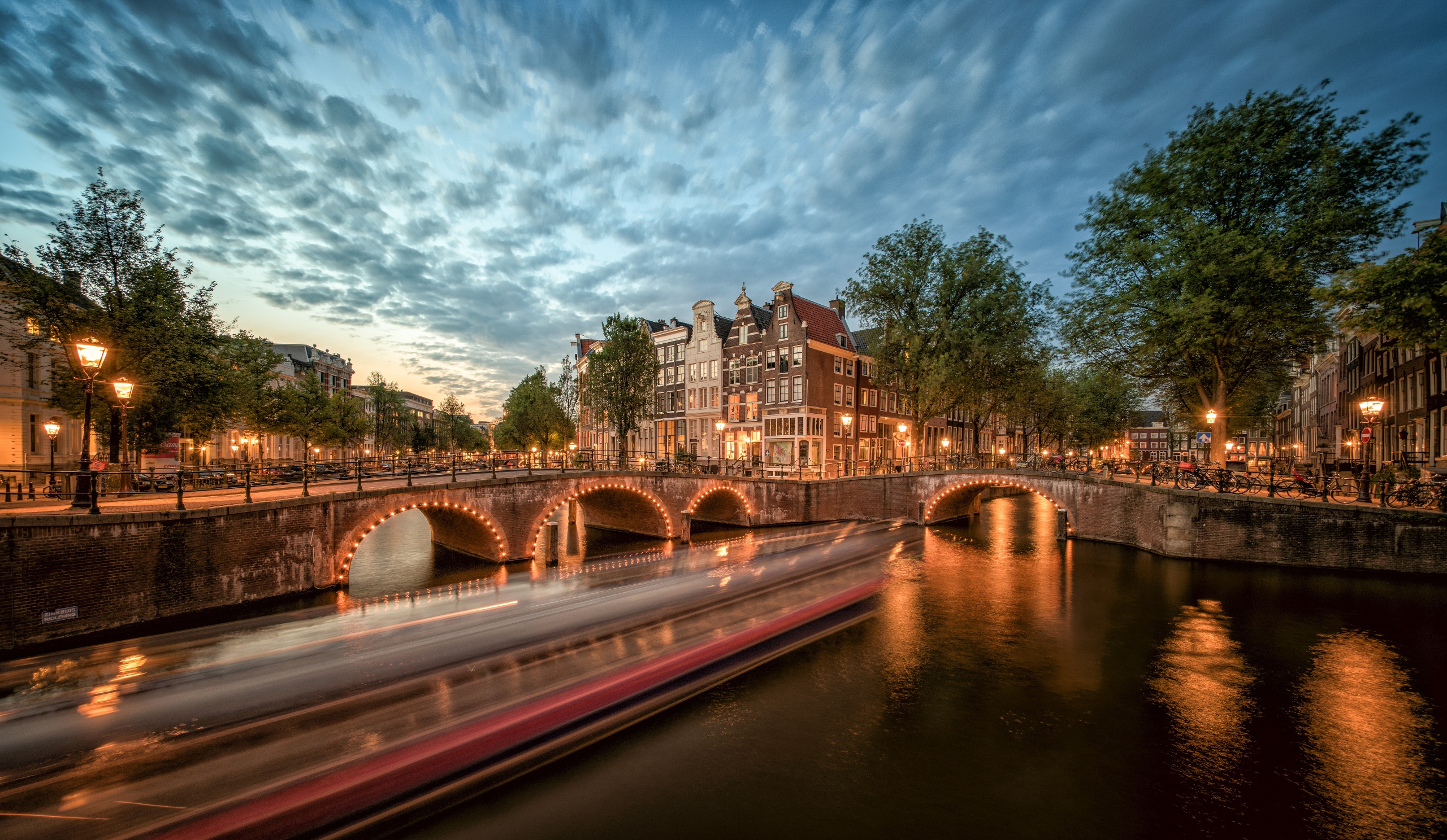 Wallpaper, Amsterdam, canal, Netherlands, long exposure, city, cityscape, bridge 2560x1488