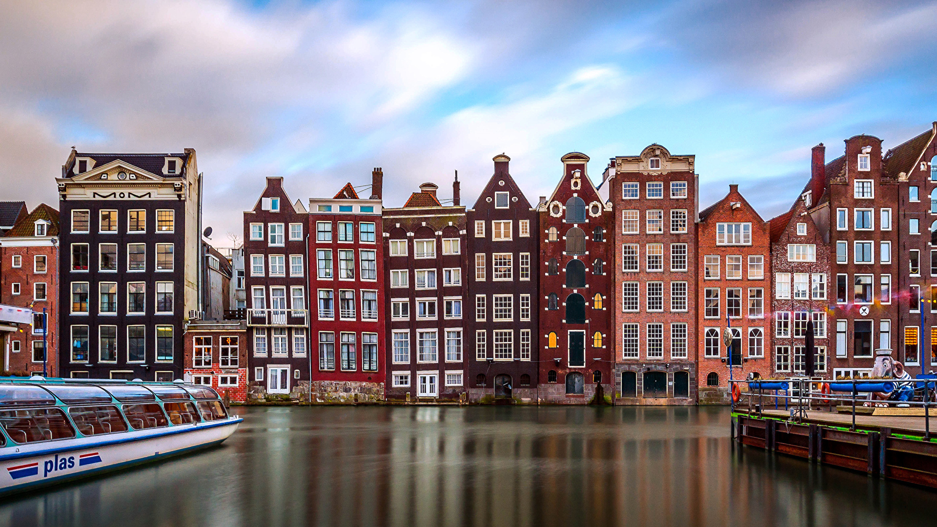 Desktop Wallpaper Amsterdam Netherlands Canal Marinas 1920x1080