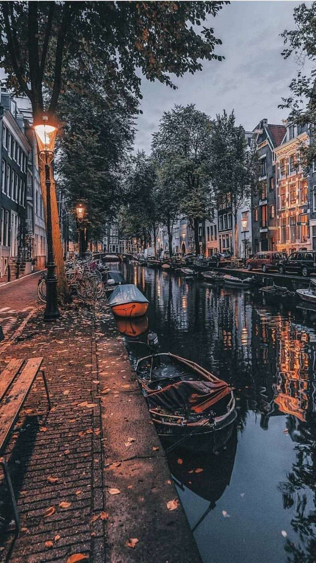 Download Romantic Amsterdam Canal Cruise Aesthetic Wallpaper