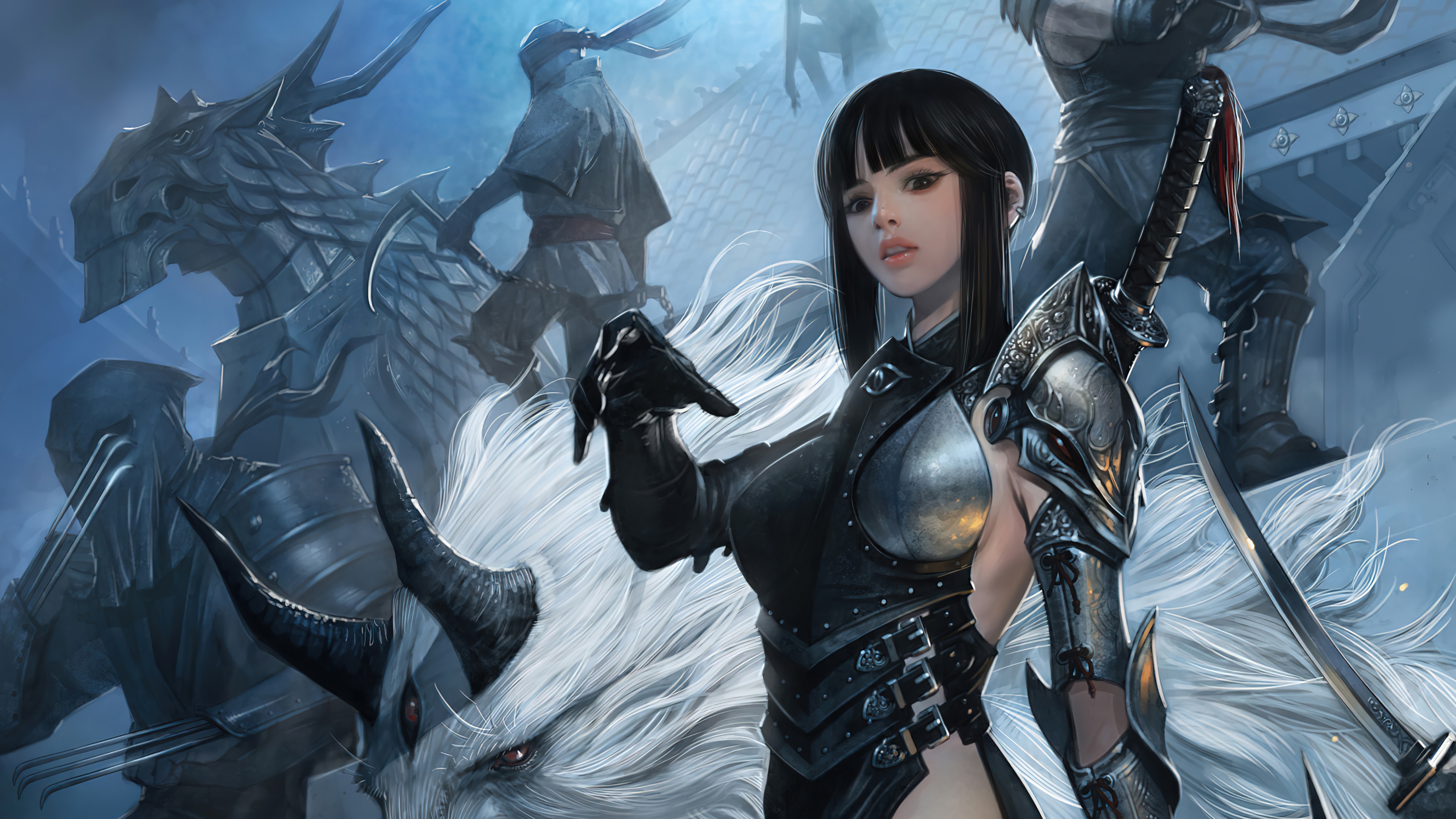 ninja, girl, squad, fantasy, art, 4k Gallery HD Wallpaper