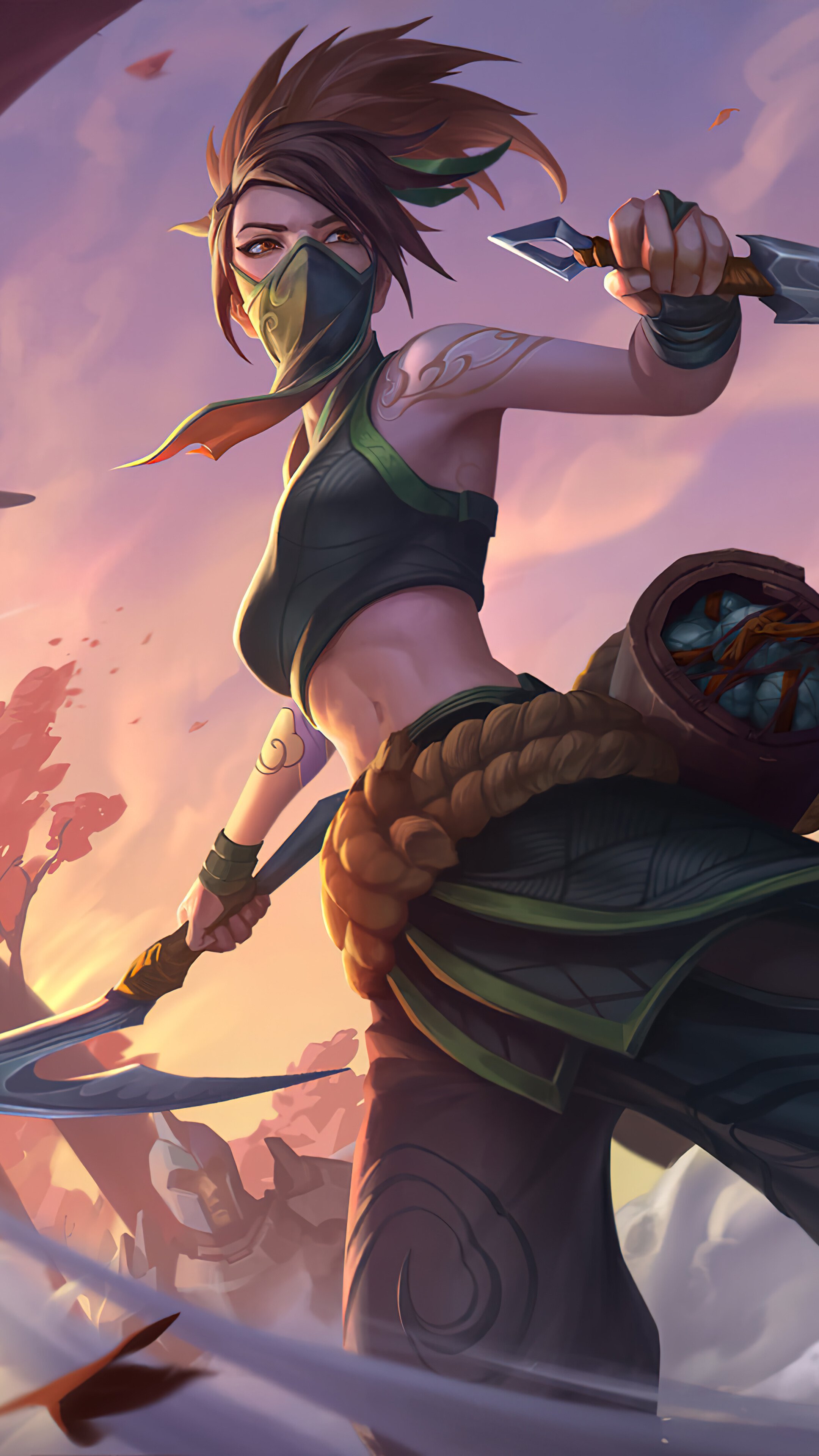 LOL Akali Shen LoL Ninja Phone iPhone 4K Wallpaper & Artwork