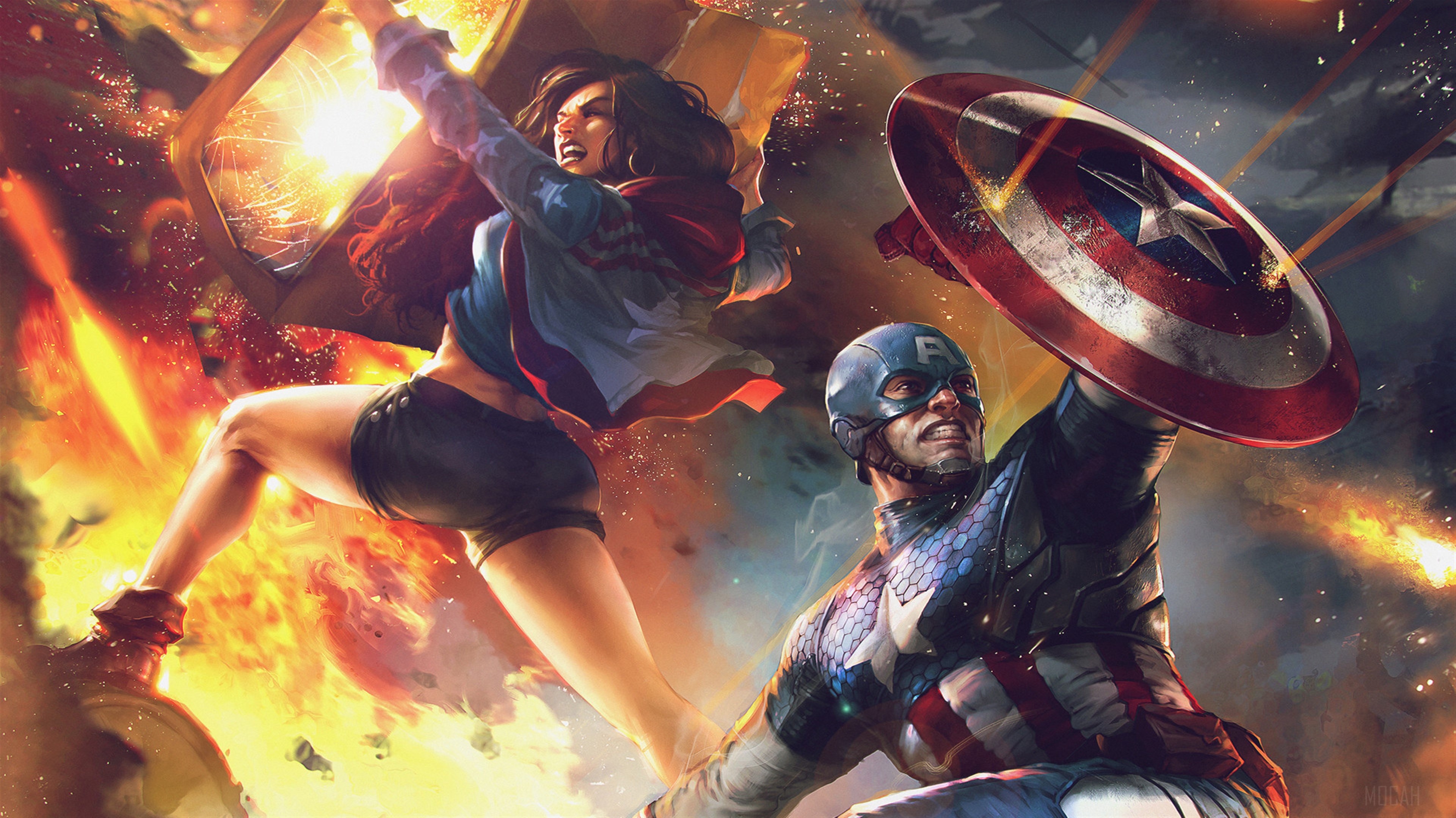 America Chavez and Captain America Artwork 4k Gallery HD Wallpaper