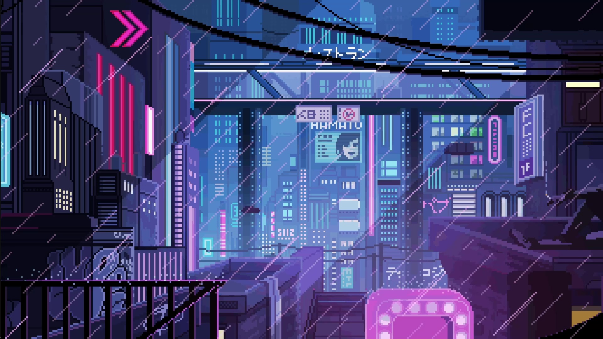Cyberpunk Rain City Pixel Live Wallpaper