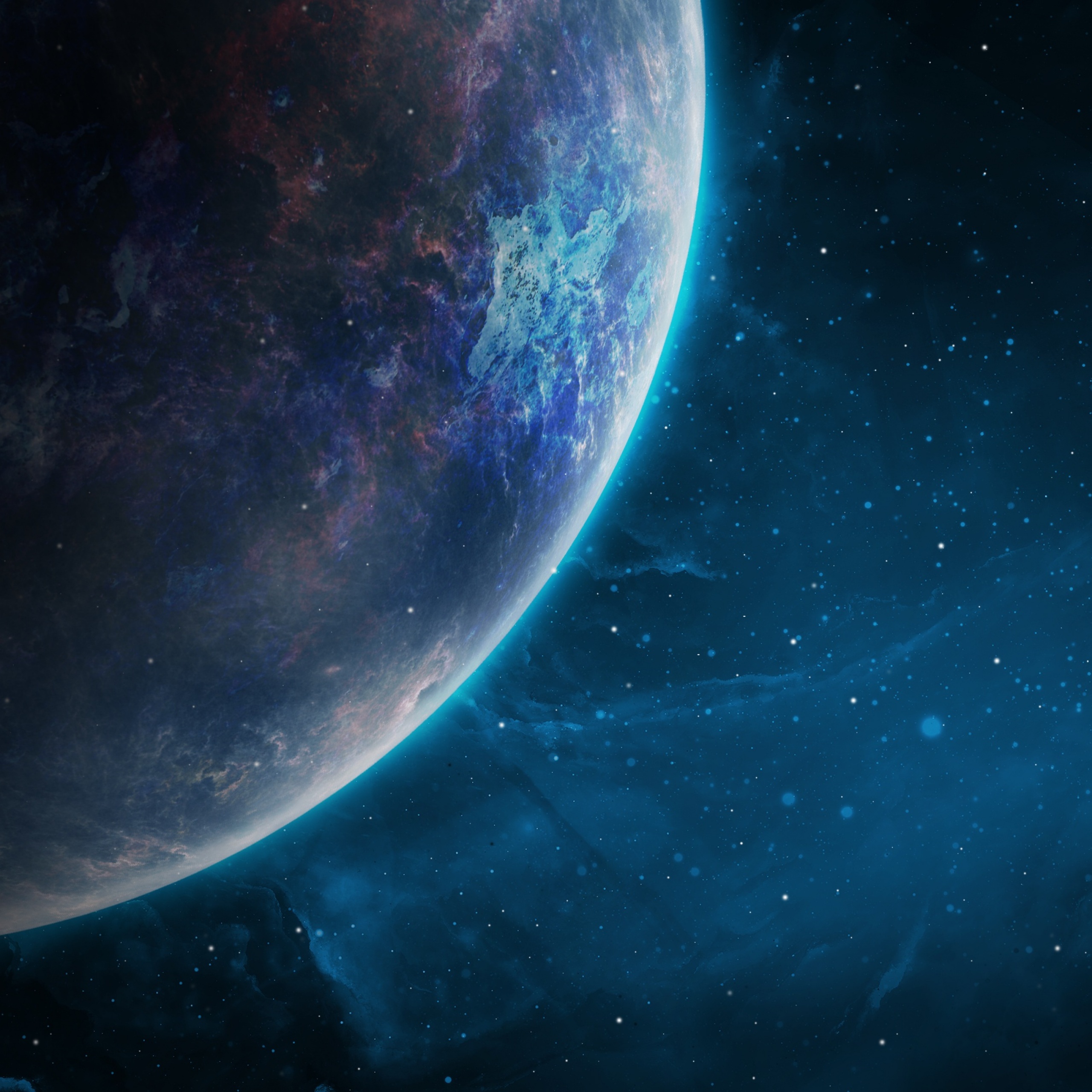 Planet Wallpaper 4K, Galaxy, Blue, Stars, Cosmos