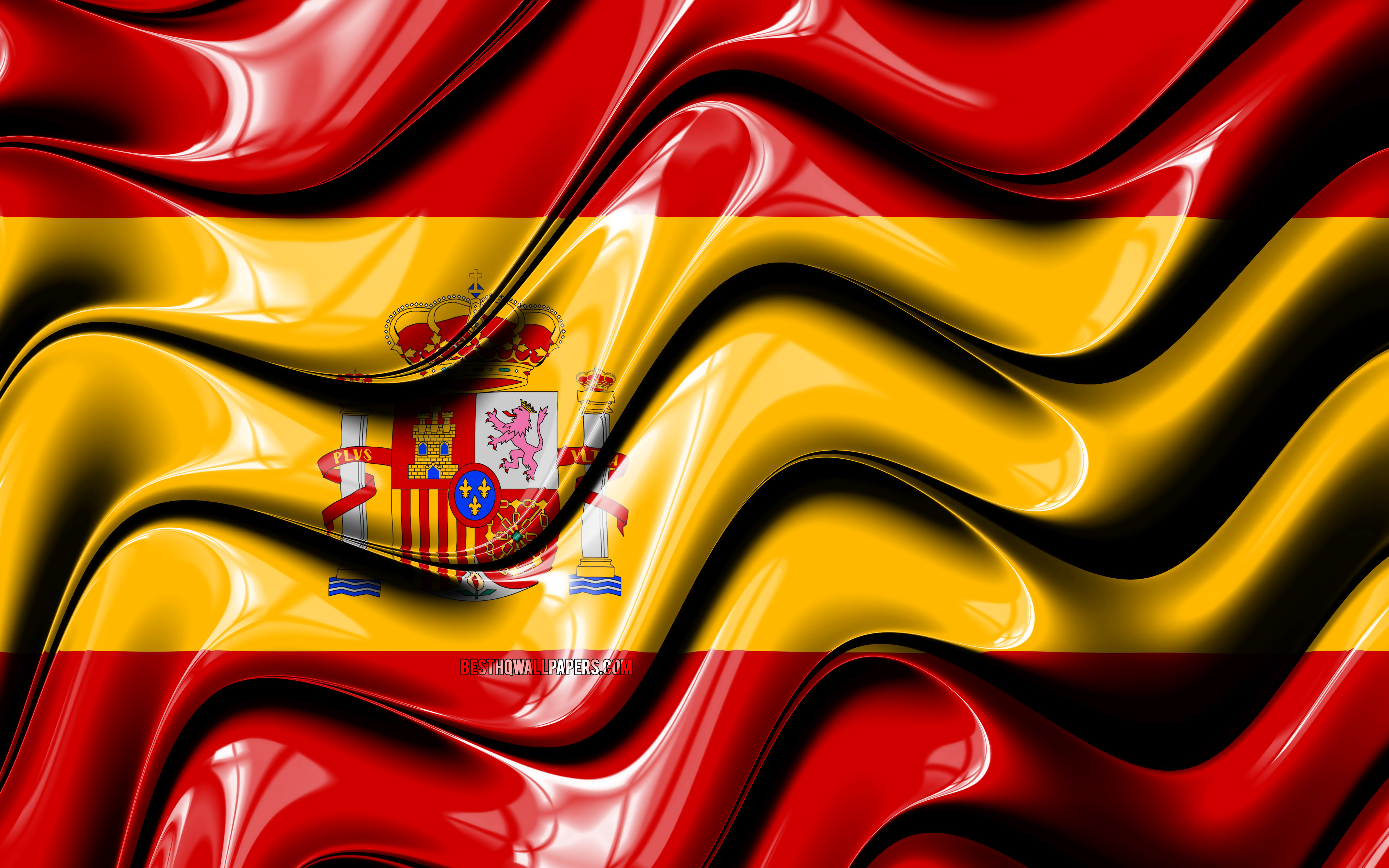 Download wallpaper Spanish flag, 4k, Europe, national symbols, Flag of Spain, 3D art, Spain, European countries, Spain 3D flag for desktop with resolution 3840x2400. High Quality HD picture wallpaper