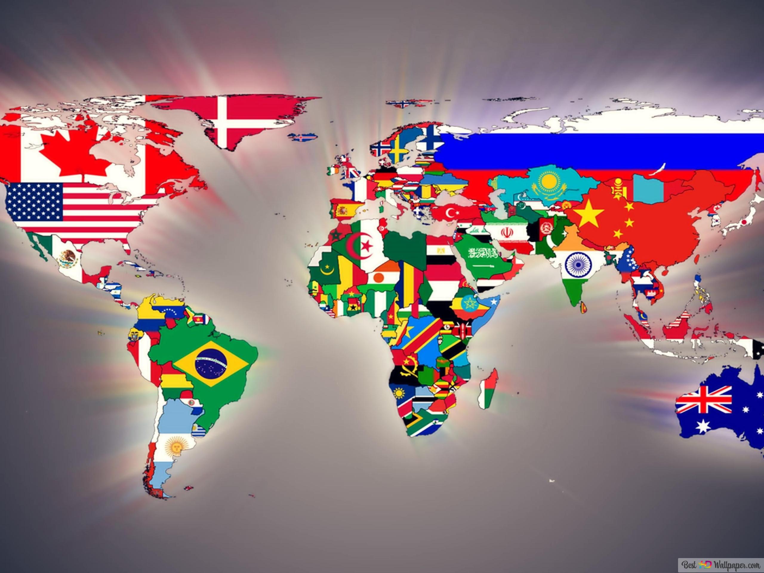 Flags life countries world map 4K wallpaper download