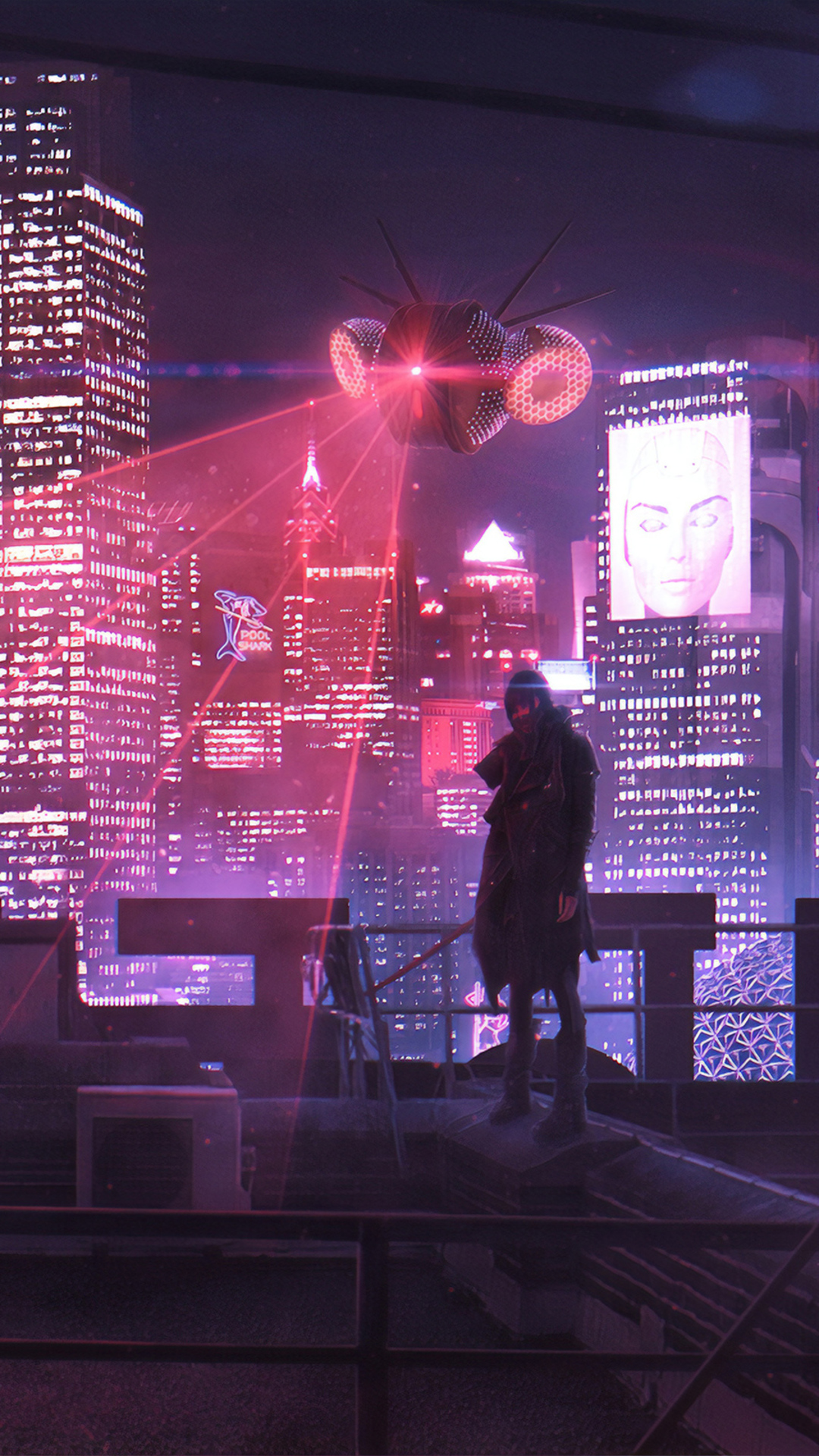 1080x1920 artist, artwork, digital art, hd, neon, city, behance, cyberpunk for iPhone 6, 7, 8 wallpaper