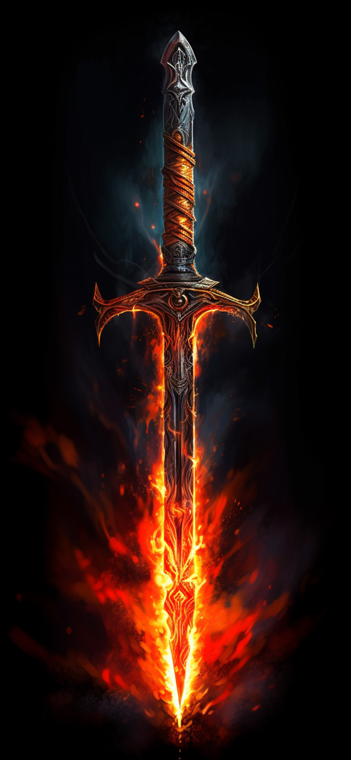 Fire Sword Black Wallpaper