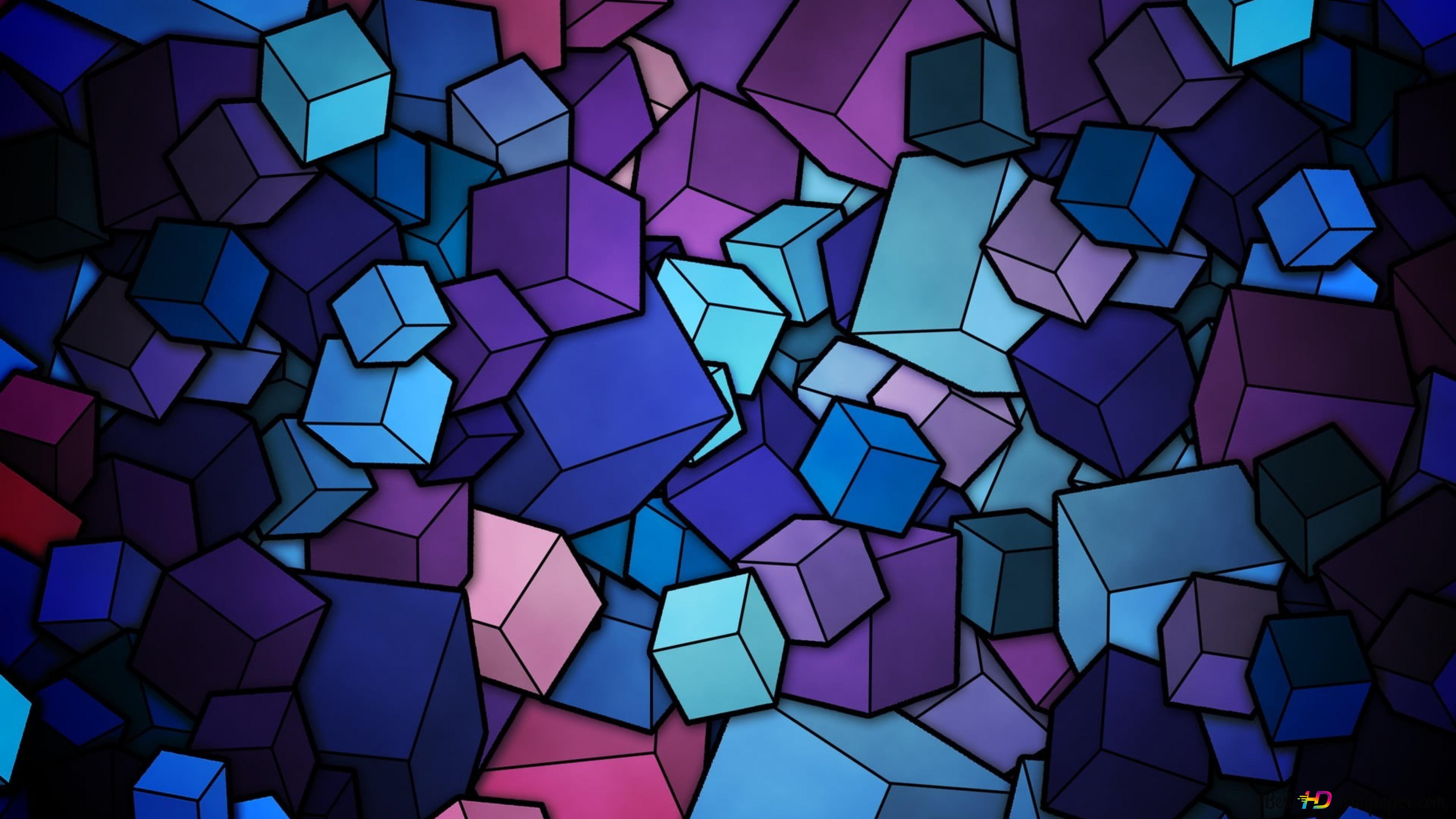 Assorted Color Building Blocks, Digital Geometry 4K Wallpaper Download