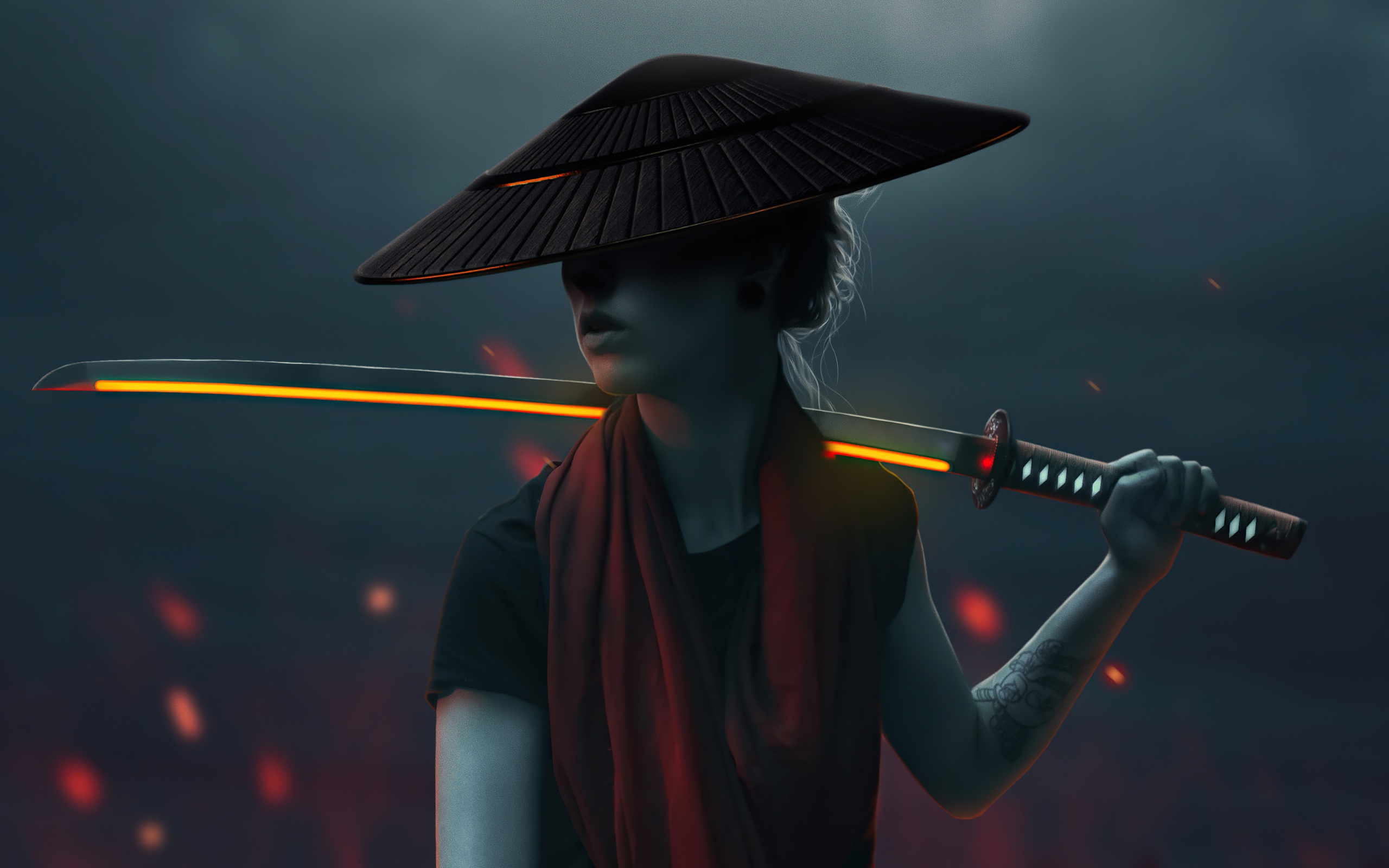 Wallpaper 4k Asian Girl With Lava Sword 4k Wallpaper