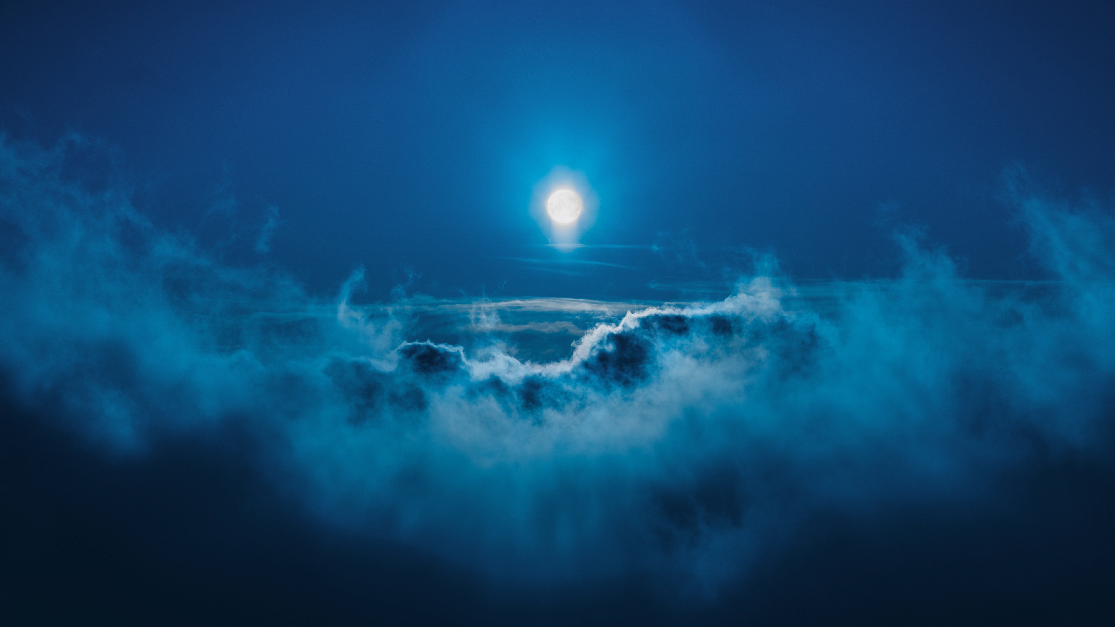 Moon Wallpaper 4K, Above clouds, Night, Cold
